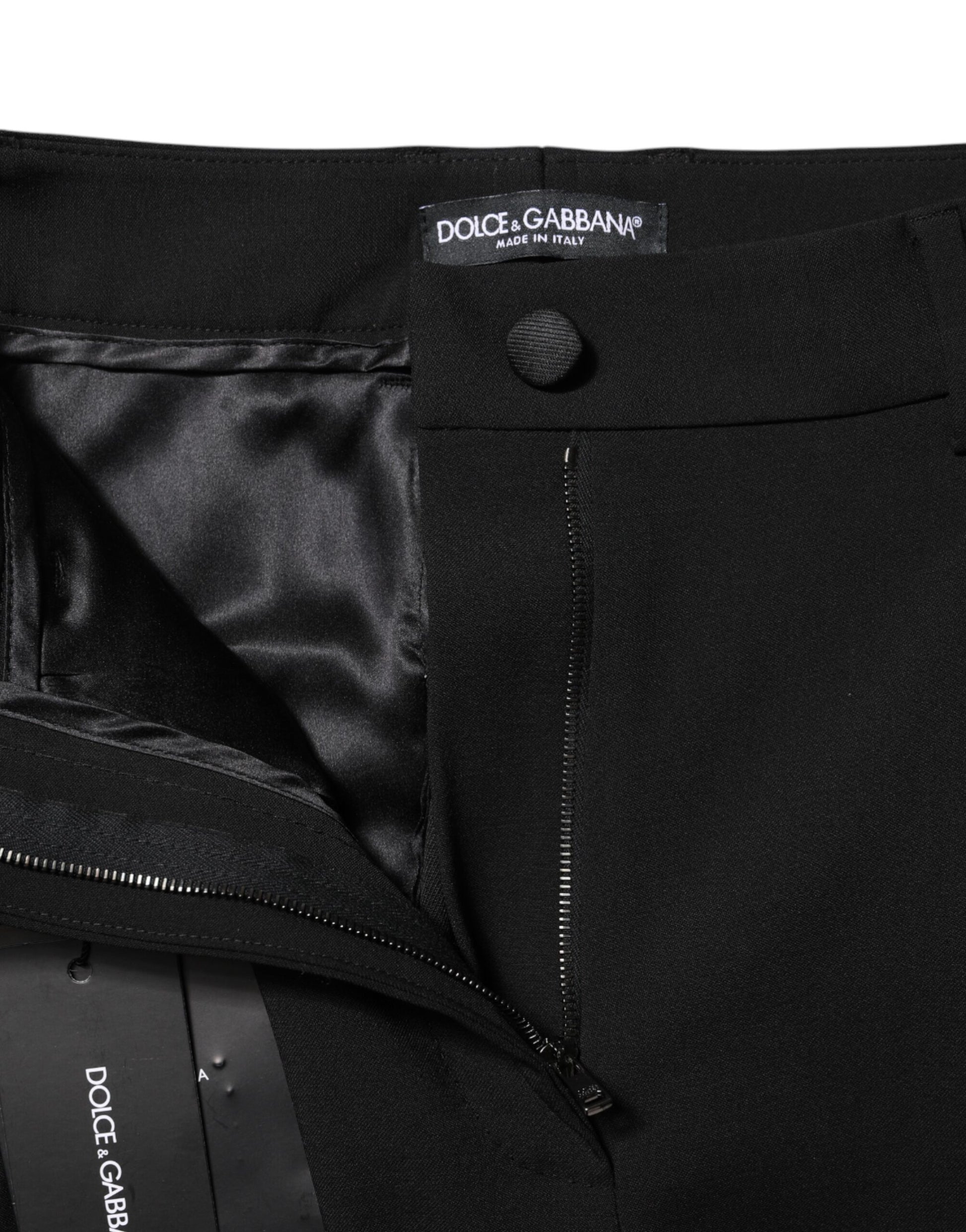 Black Wool High Waist Formal Pants