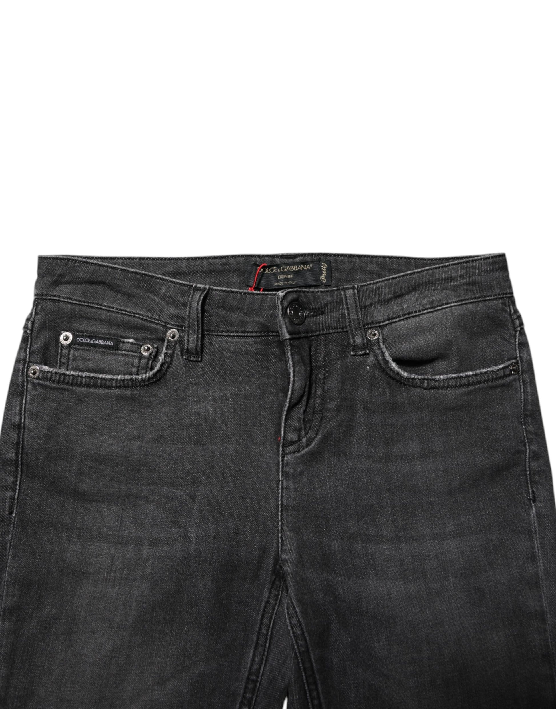 Black Cotton Low Waist Skinny Denim Jeans