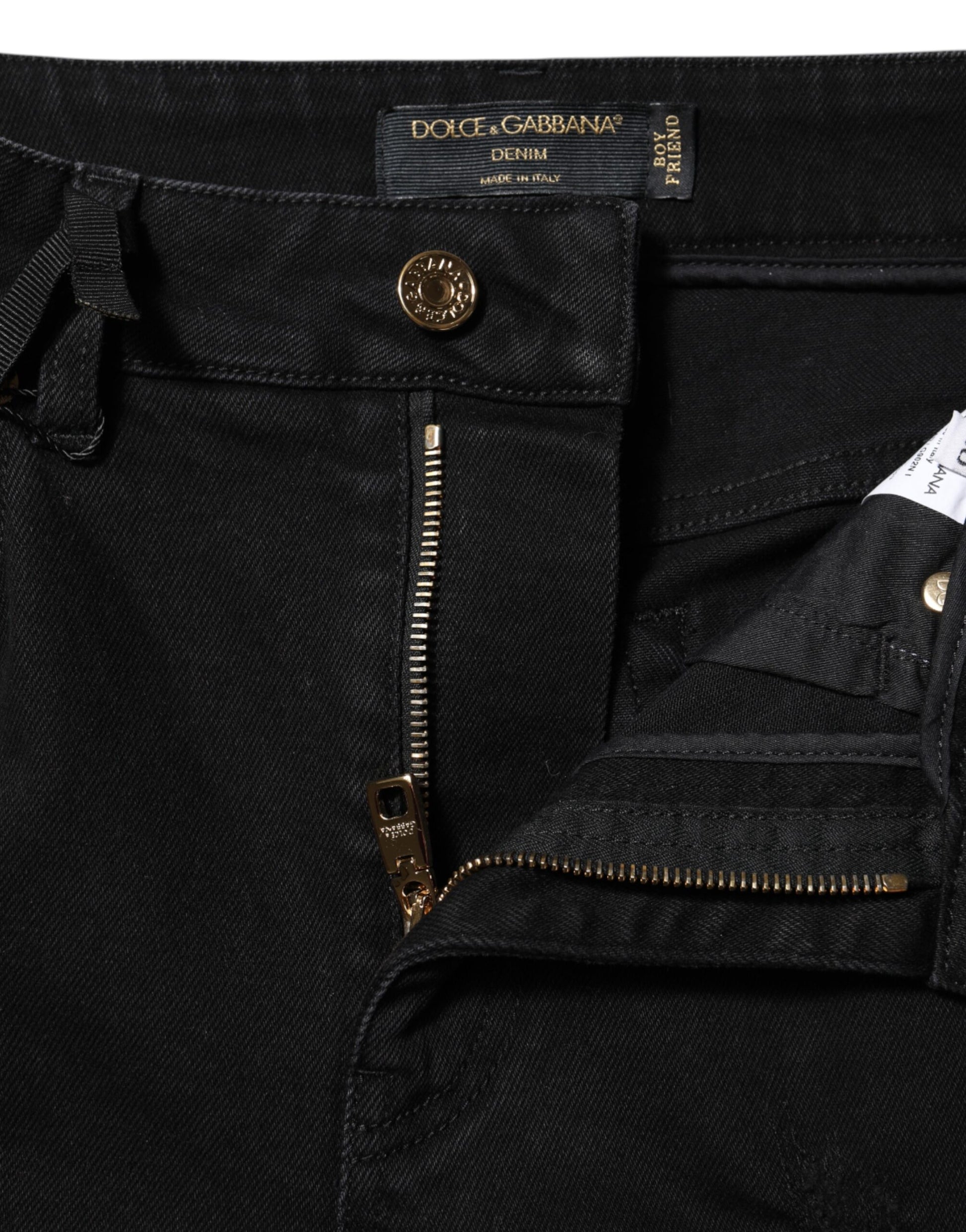 Black Boyfriend Cotton Flared Denim Jeans