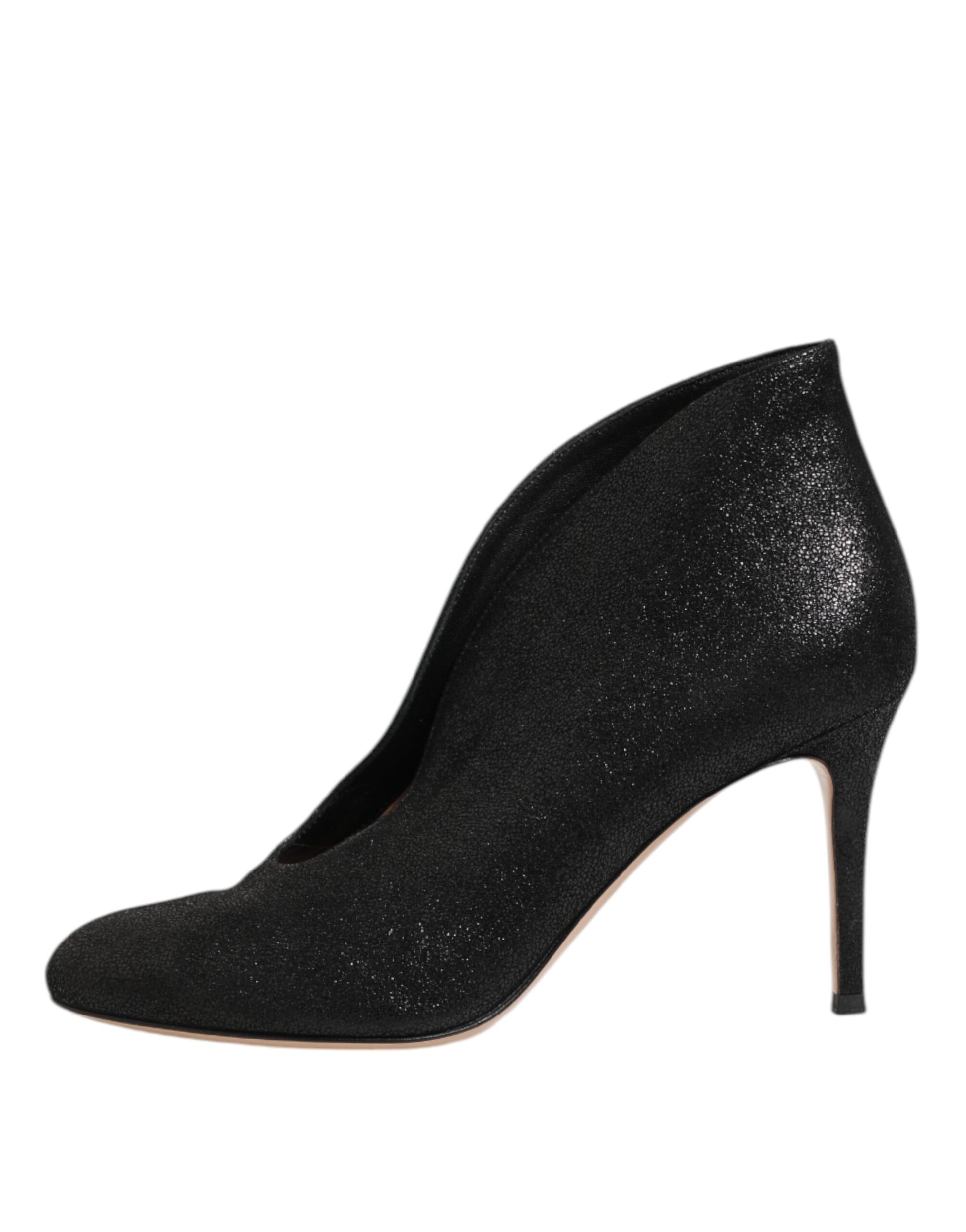 Metallic Black Pump Stiletto Heels Shoes