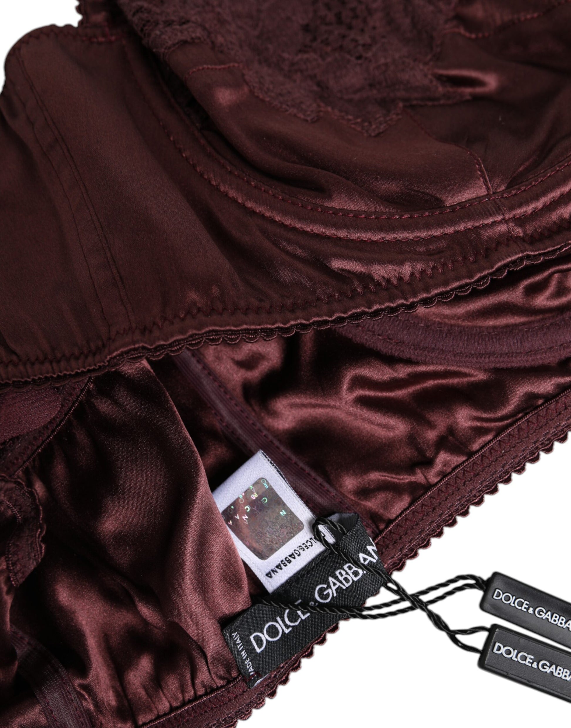Burgundy Silk Underwired Balconette Bra Underwear
