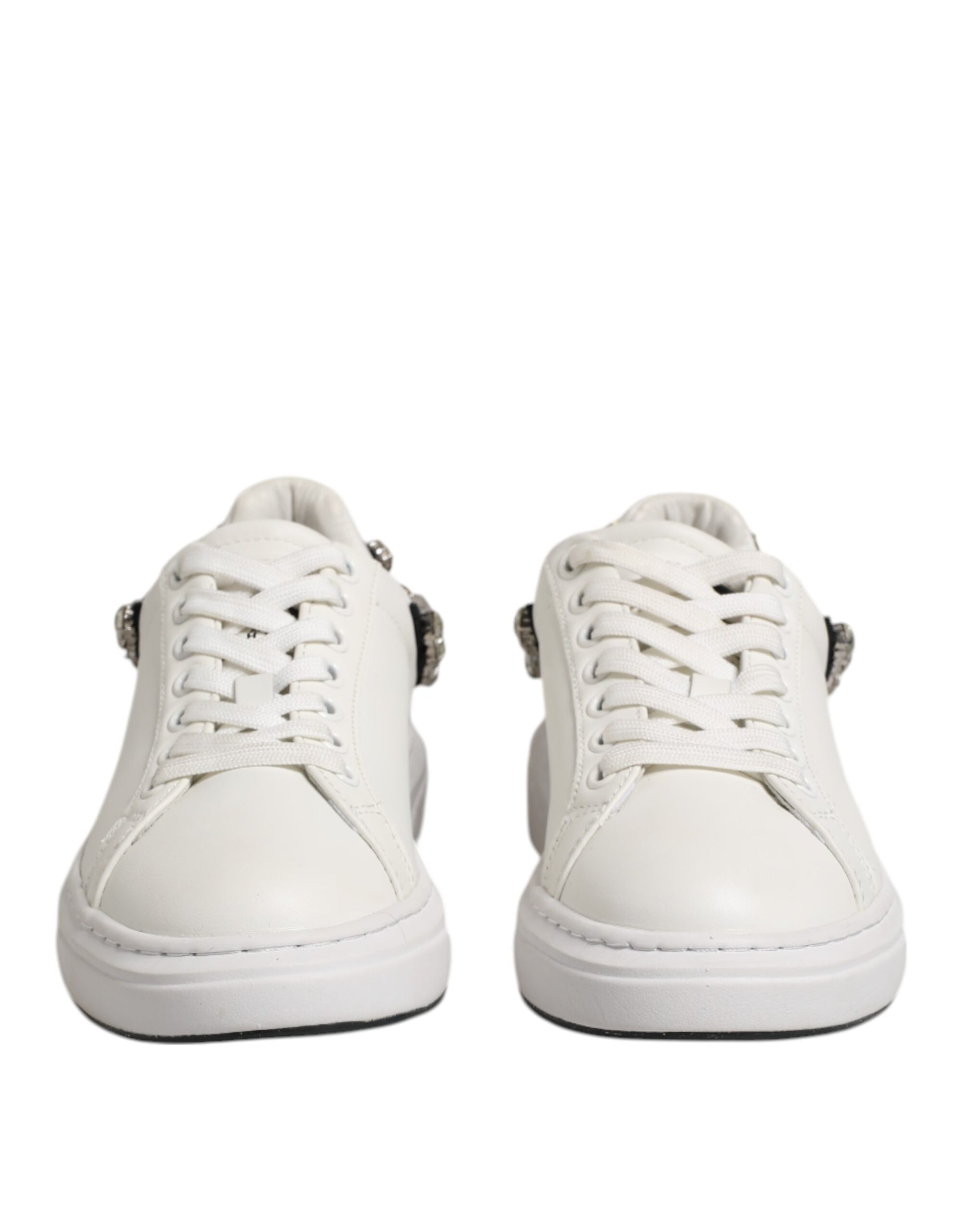 White Rhinestone Embellished Sneakers Shoes