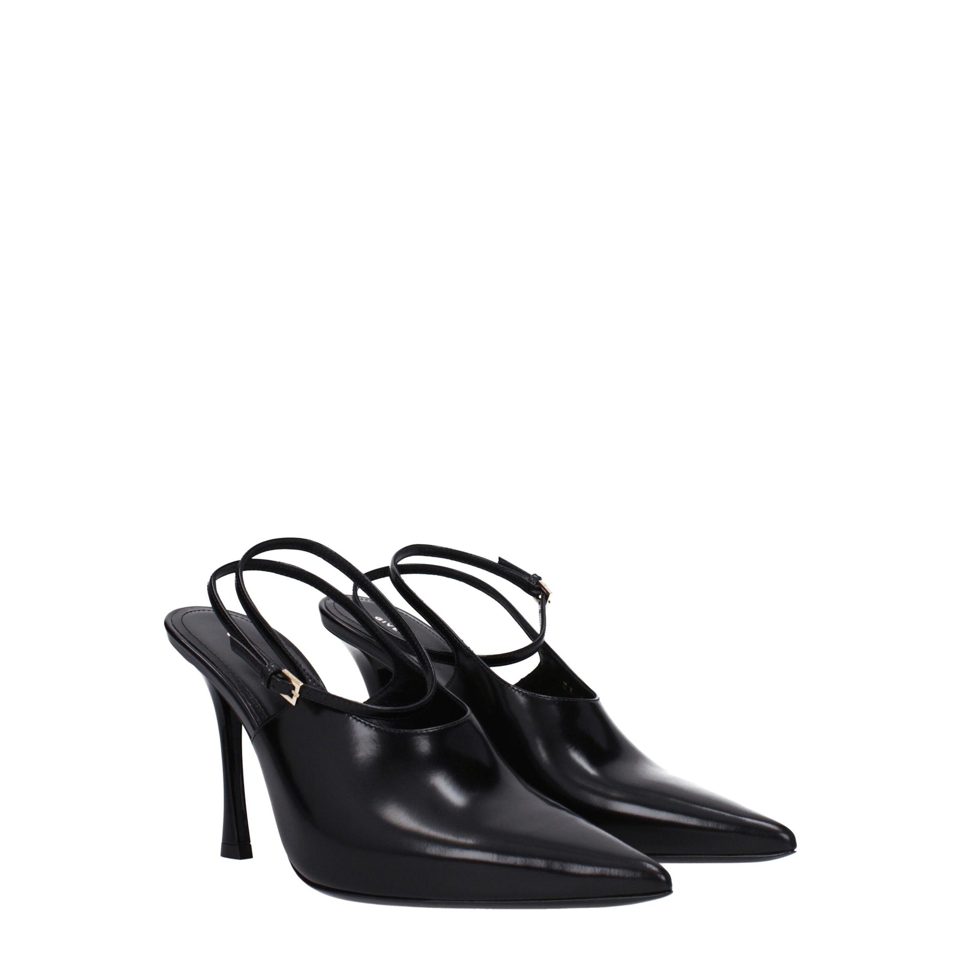 Black Leather High Heel Pumps