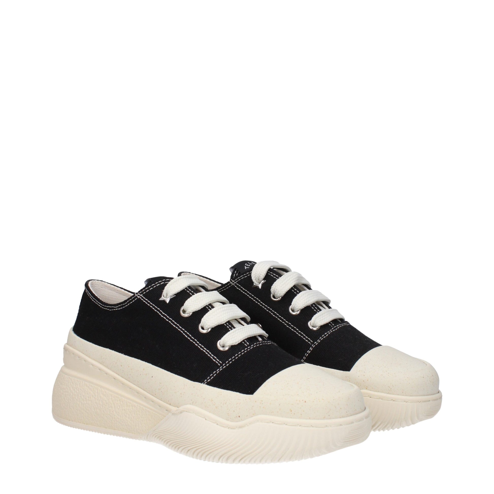 Black Fabric Chunky Sneakers