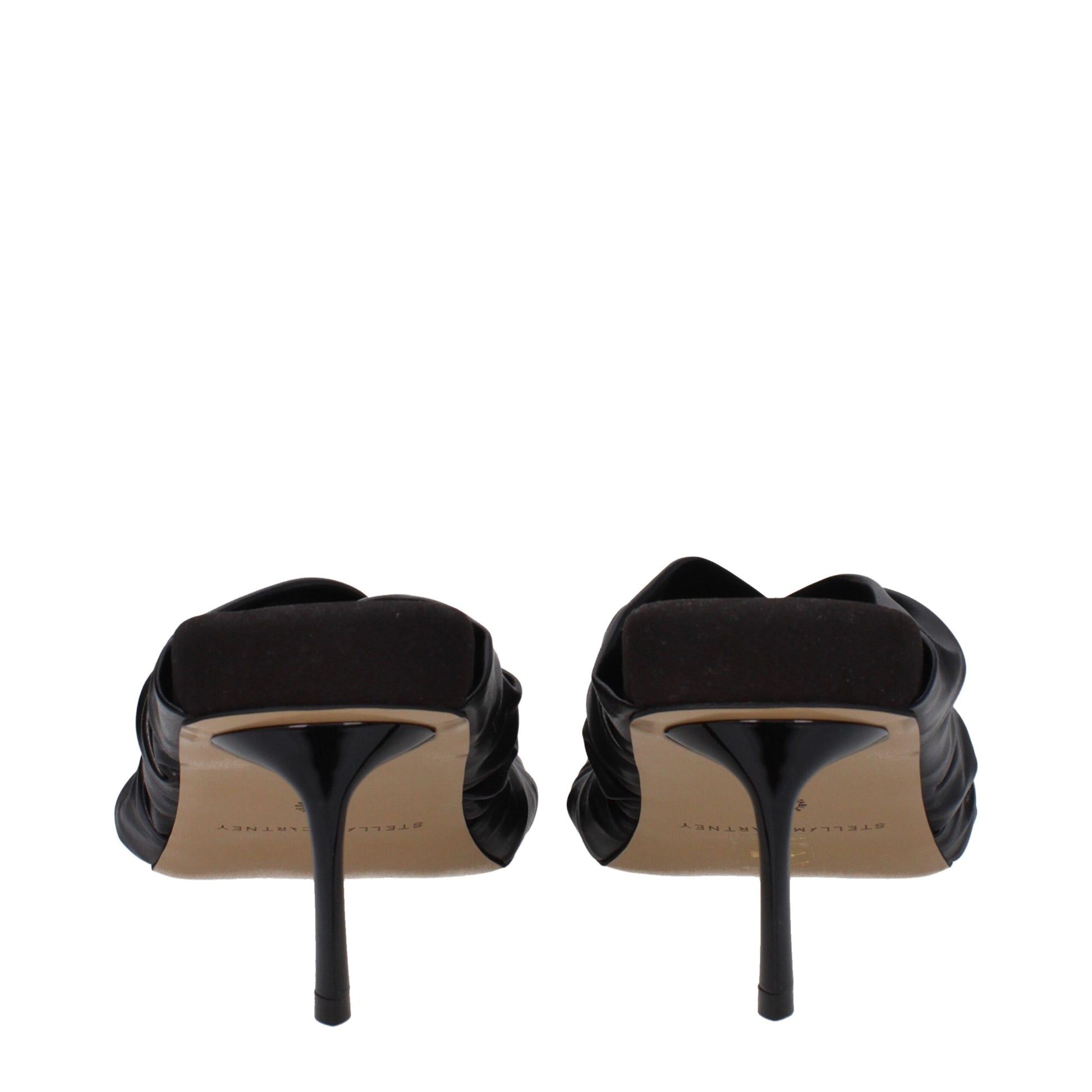 Black Leather Stiletto Heel Sandals