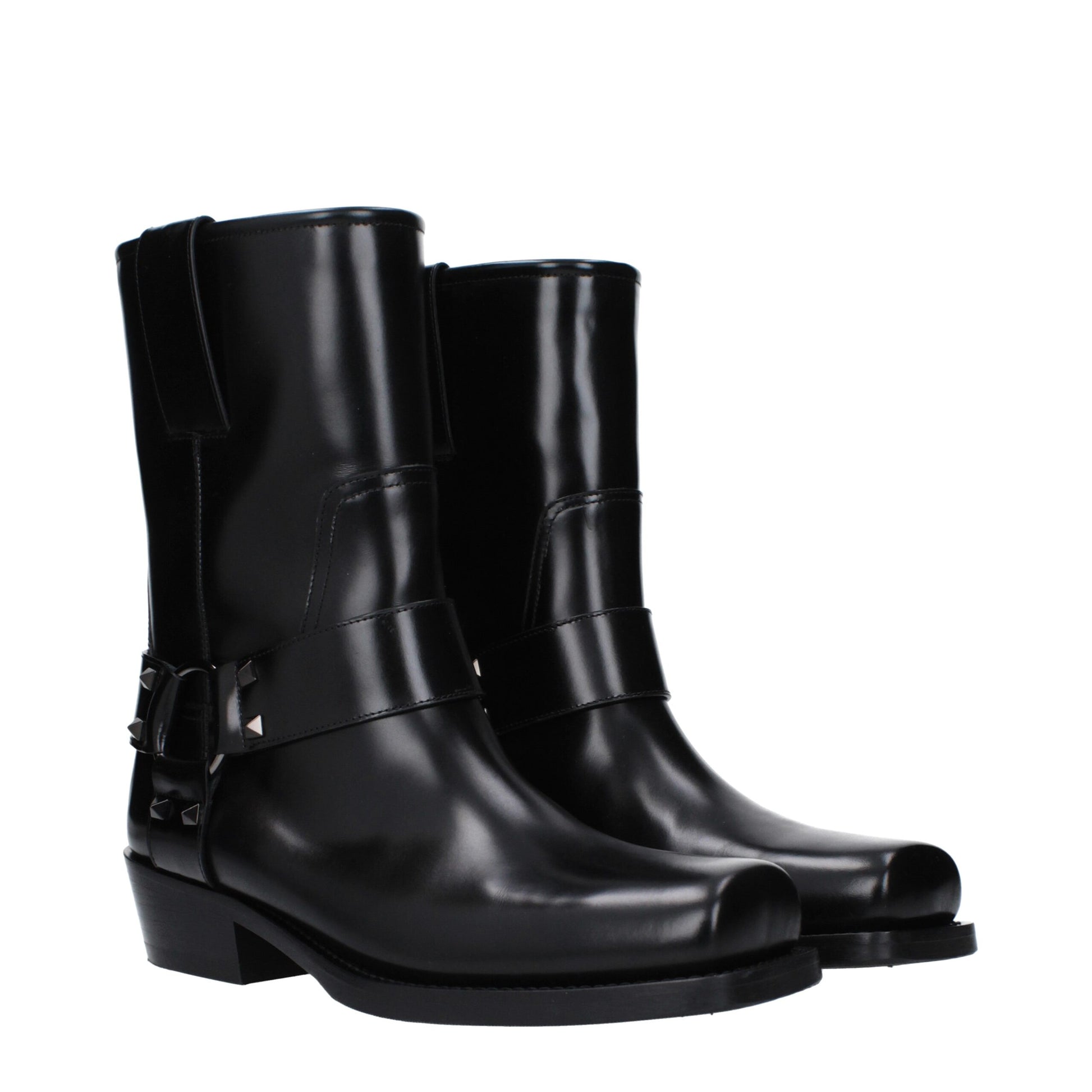 Black Leather Ankle Boots