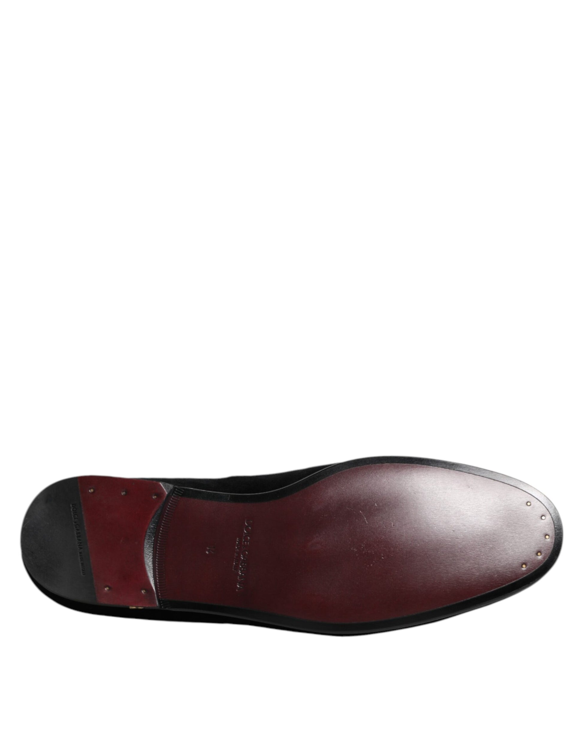 Black Velvet Gold Crown Mens Loafers Shoes