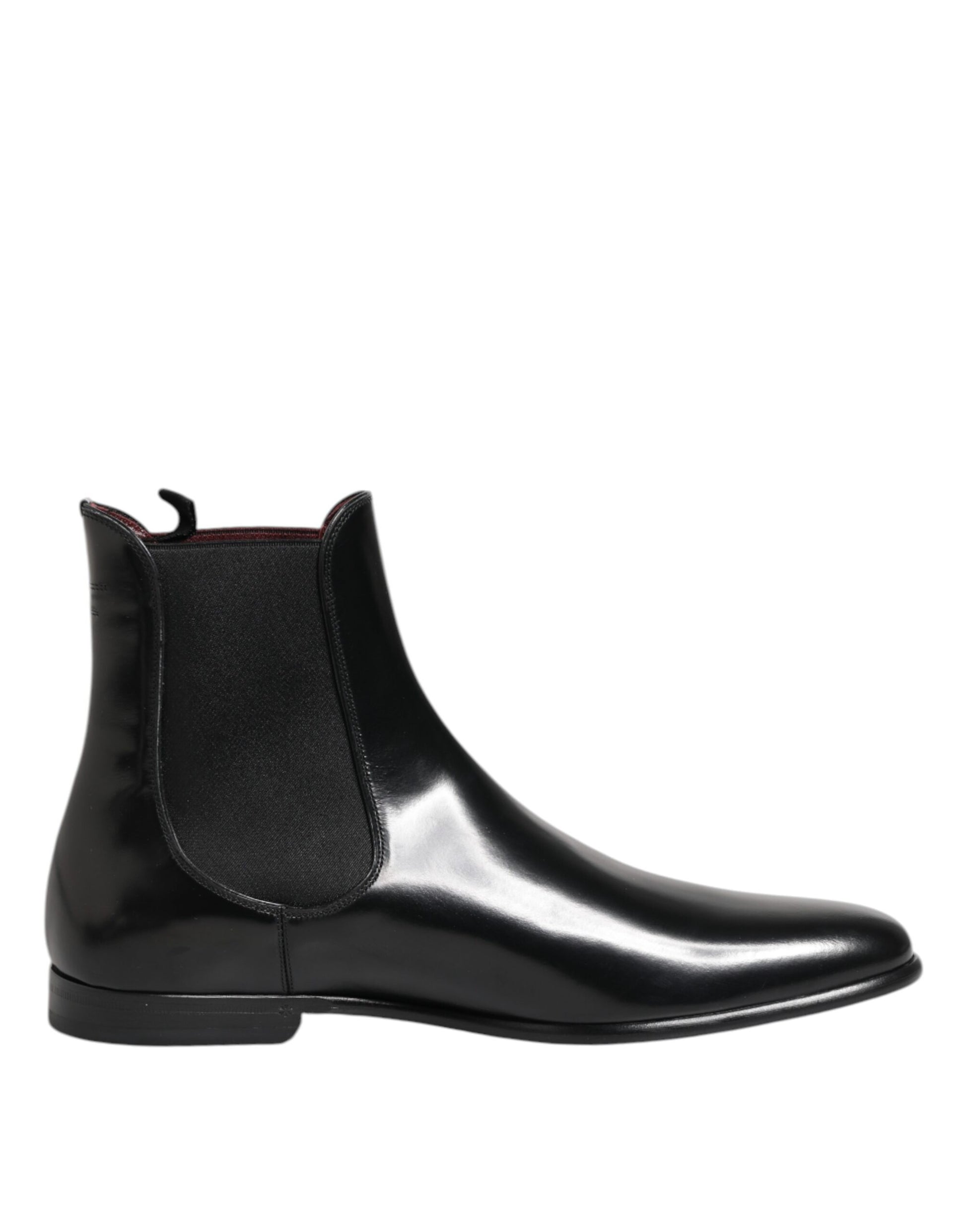 Black Chelsea Slip On Mid Calf Boots Shoes