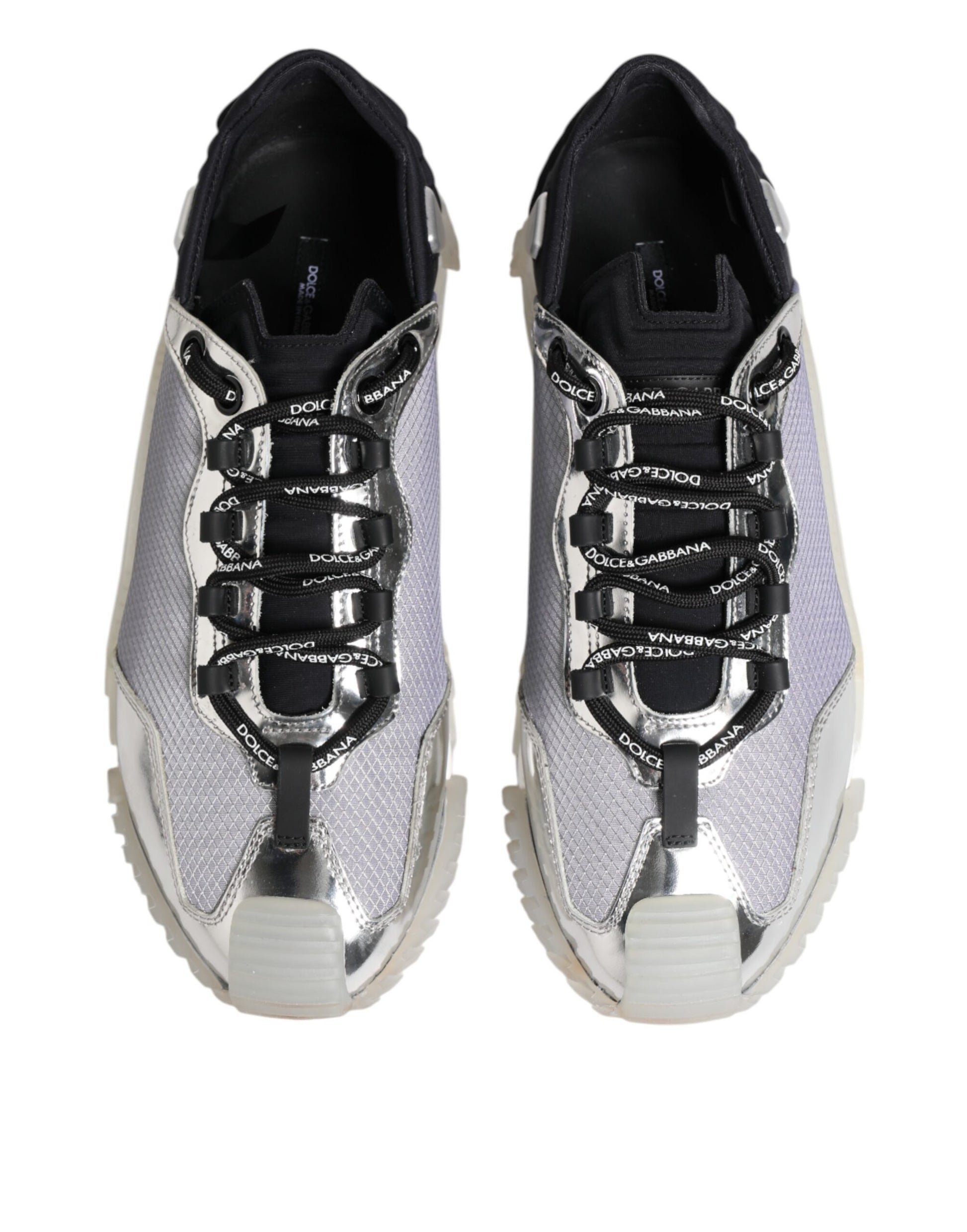 Silver Black Nylon NS1 Low Top Sneakers Shoes