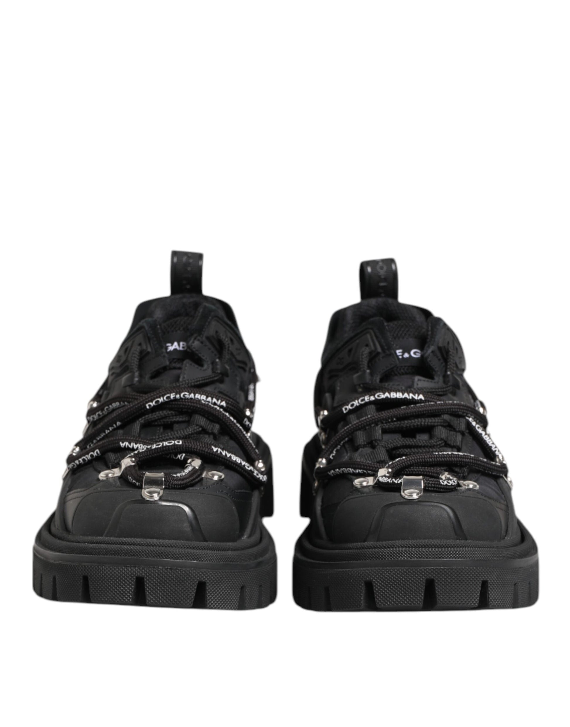 Black Low Top Lace Up Trekking Sneakers Shoes