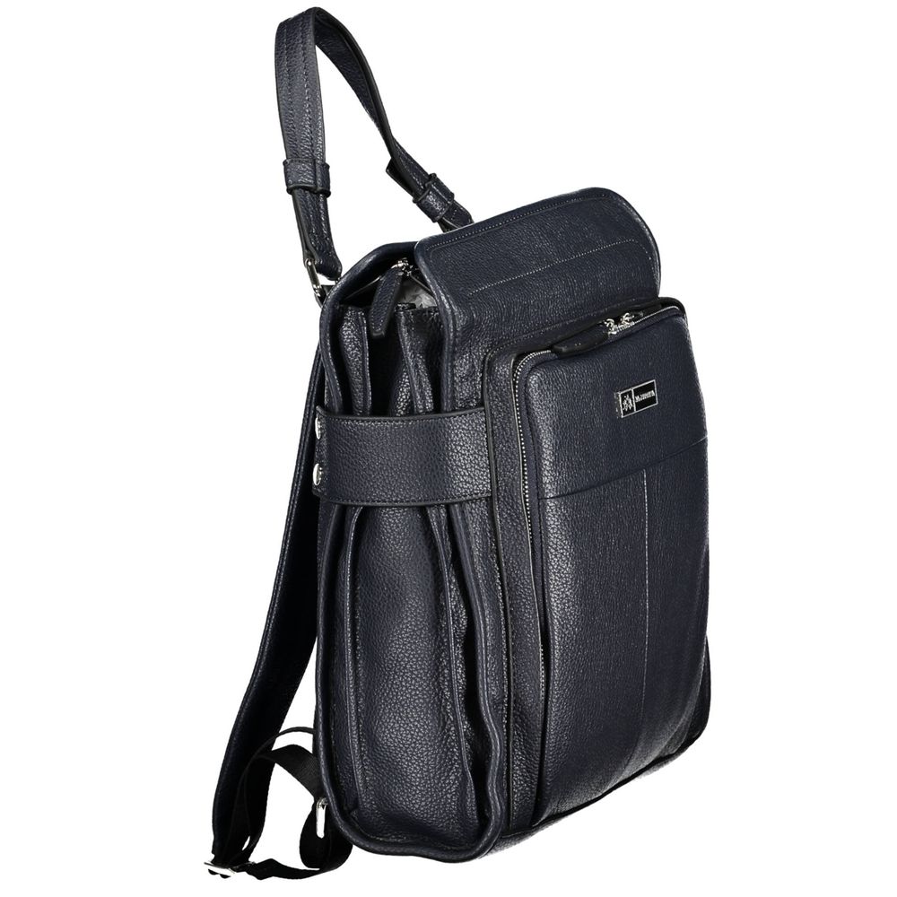 Blue Polyurethane Women Backpack