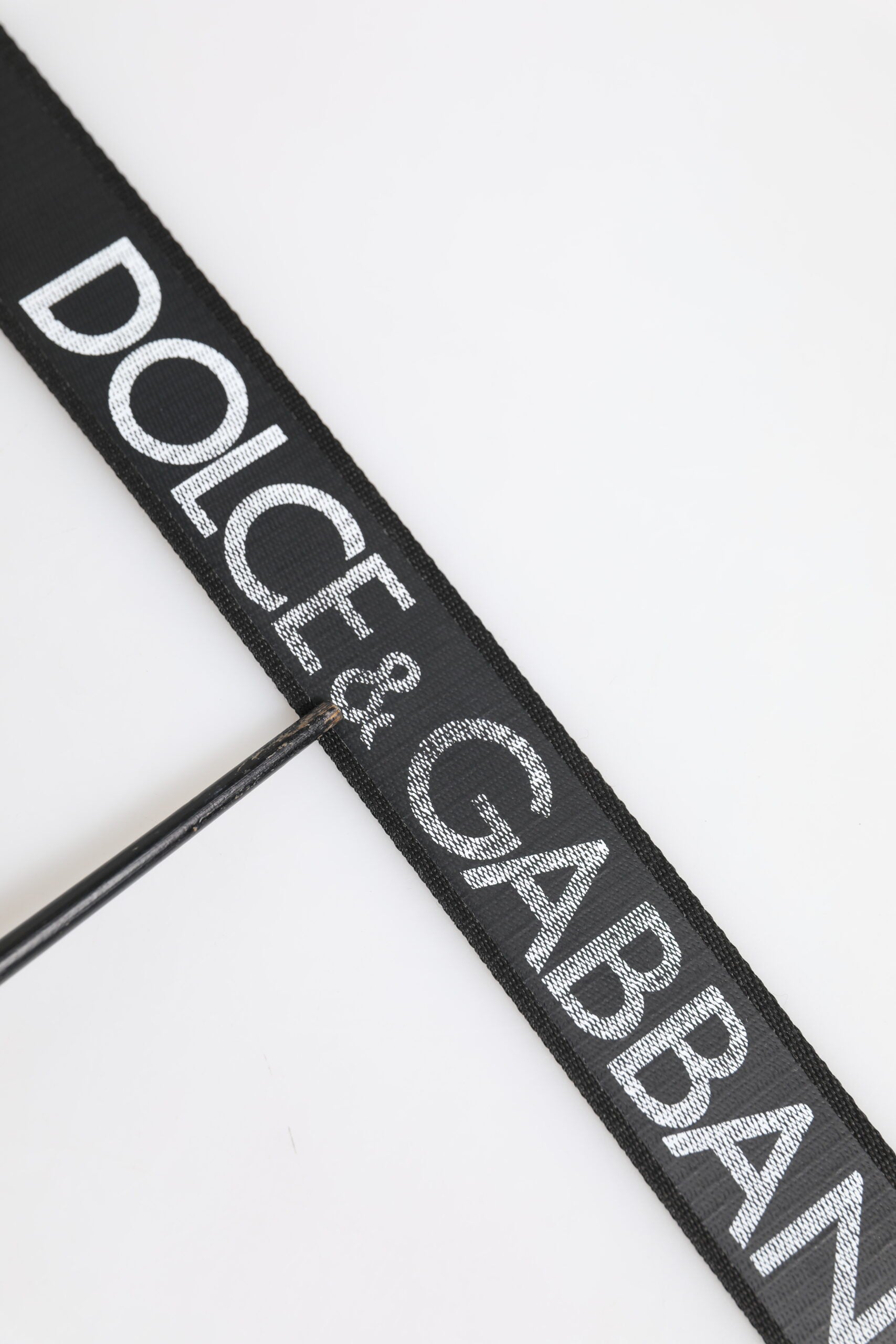 Black Polyester Leather Metal Buckle Belt