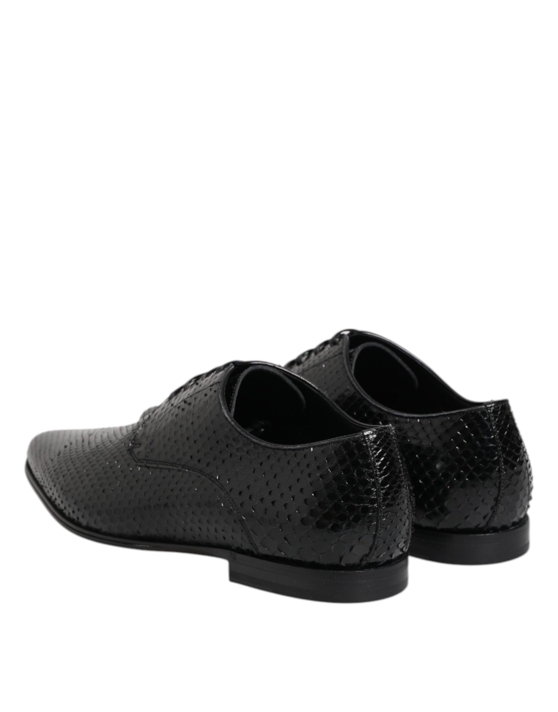 Black Exotic Leather Lace Up Derby Shoes