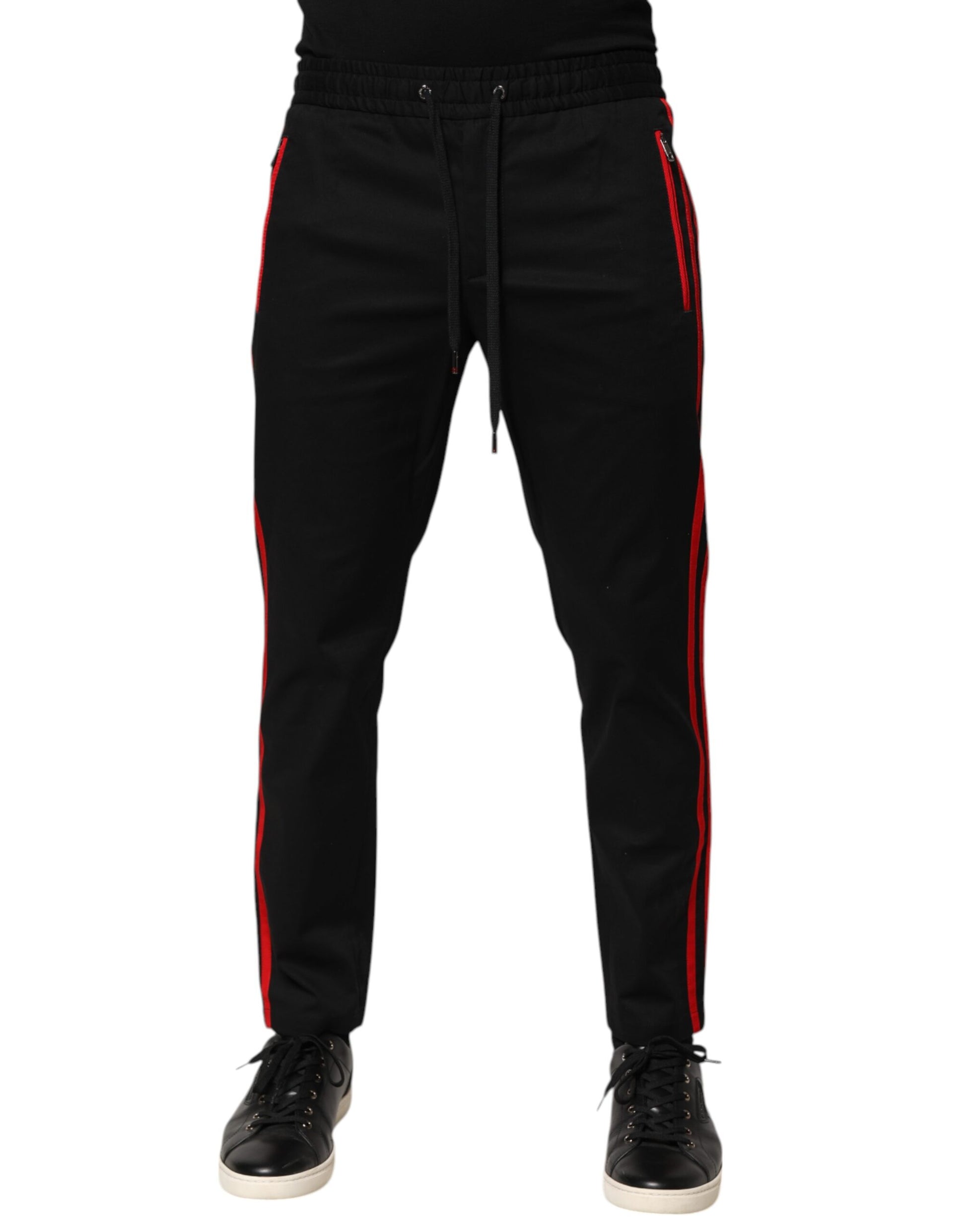Red Stripe Cotton Logo Jogger Sweatpants Pants