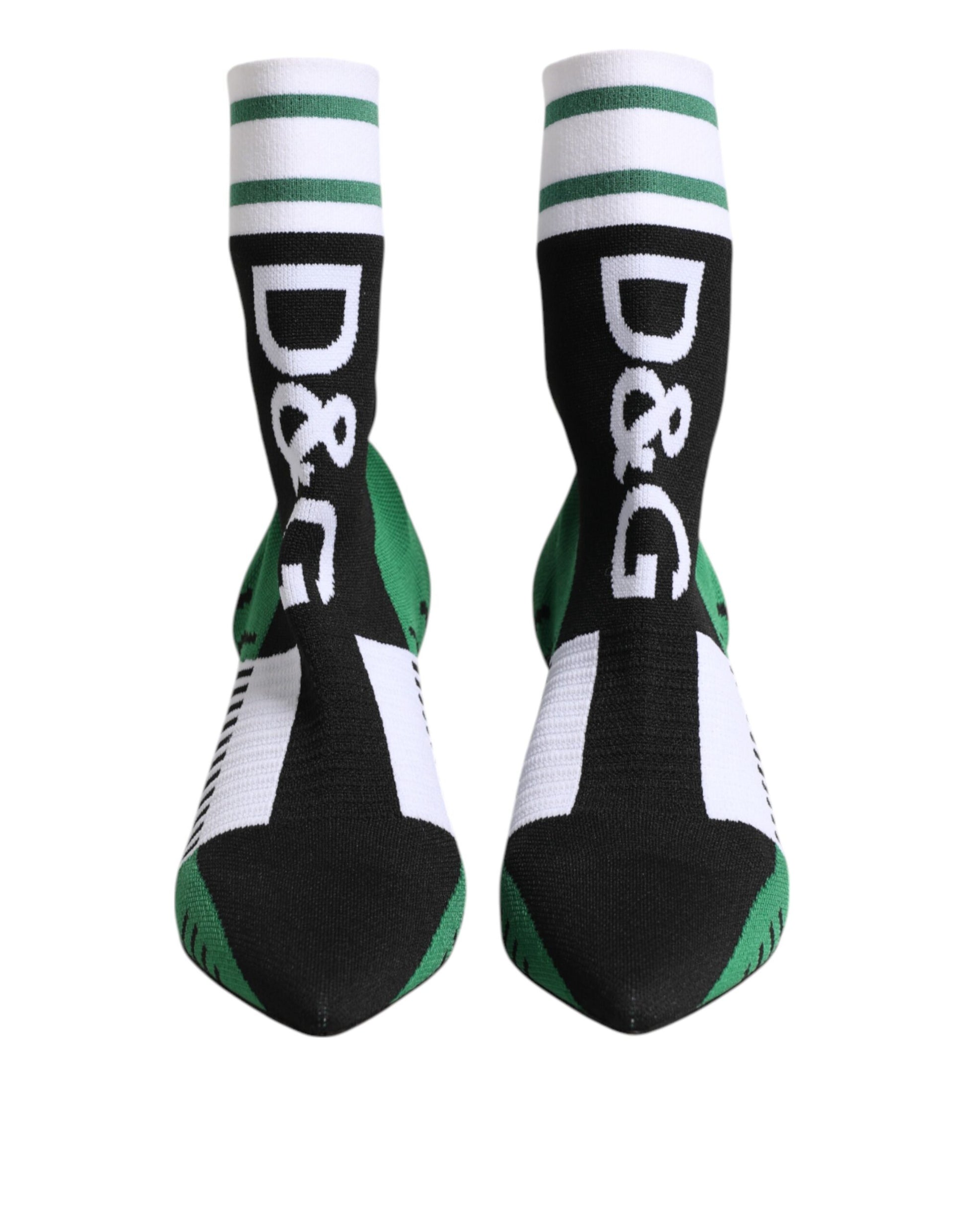 Green Stretch Sock Style Ankle Boots Shoes
