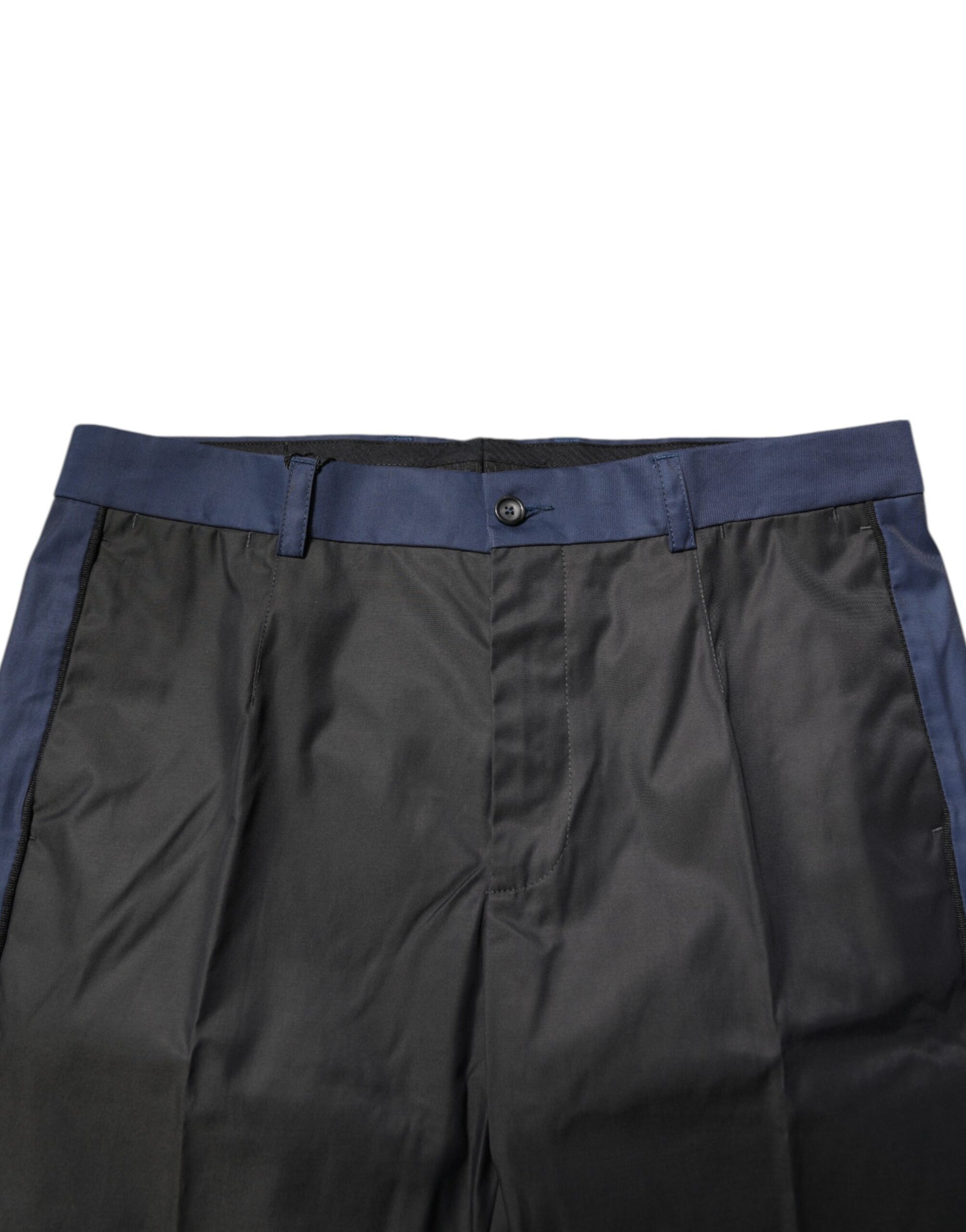 Gray Blue Cotton 3/4 Chinos Crop Trouser Pants