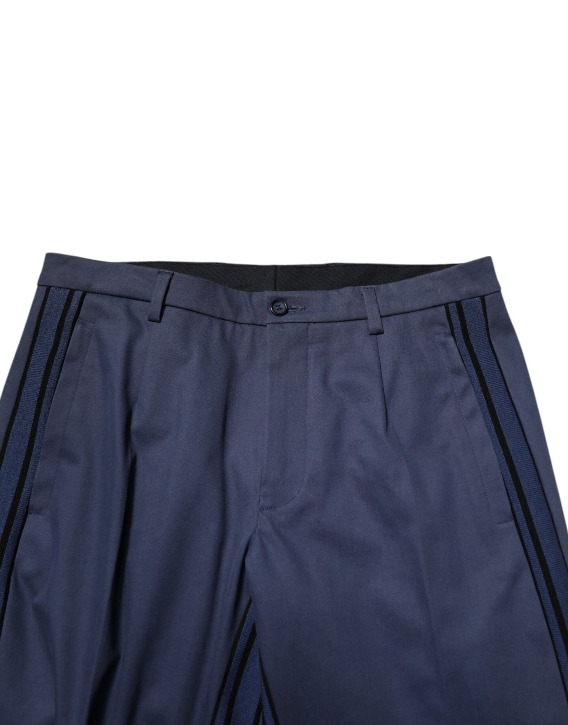 Blue Cotton Tapered Men Formal Trousers Pants