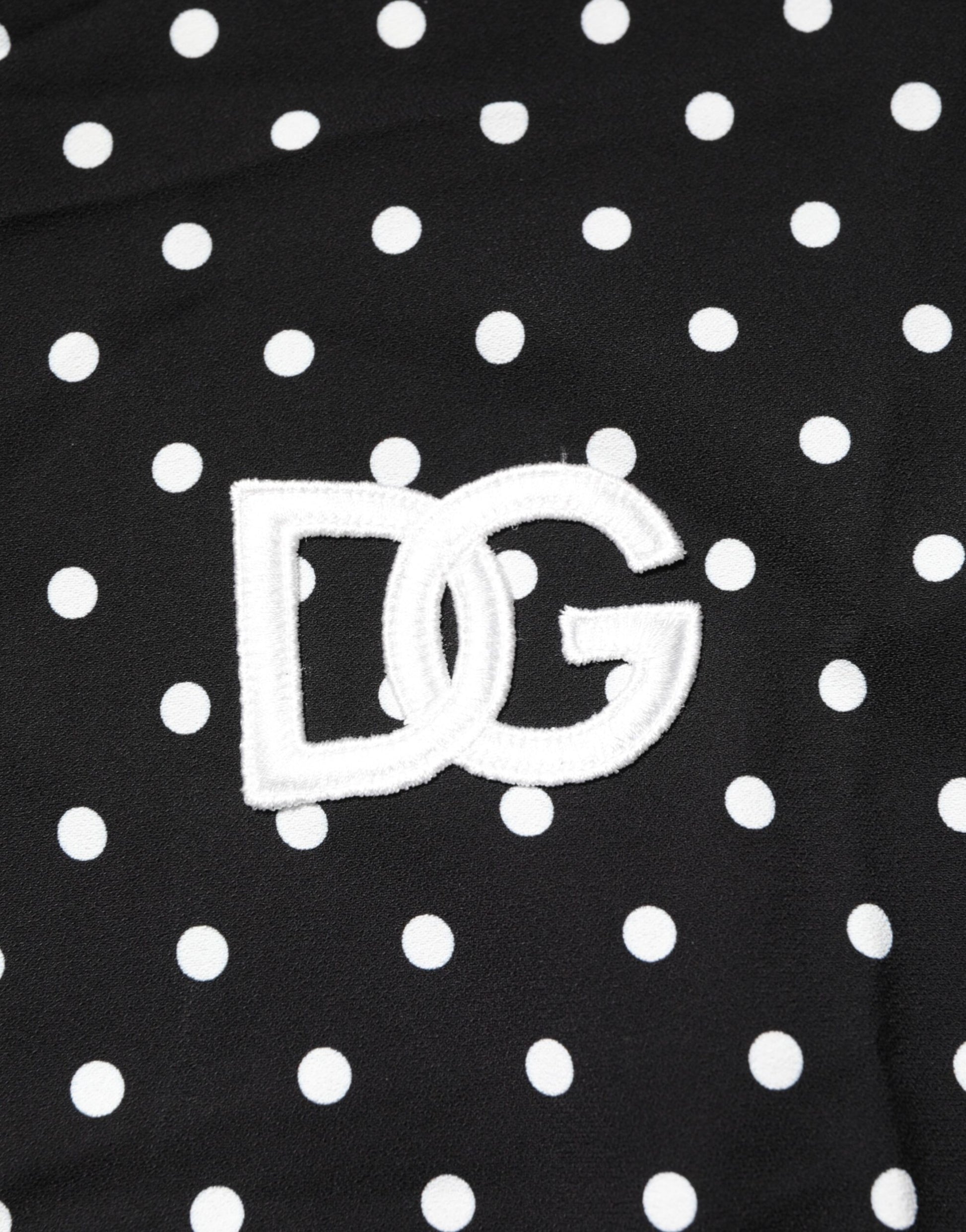 Black Polka Dot Short Sleeves Collared Polo T-shirt