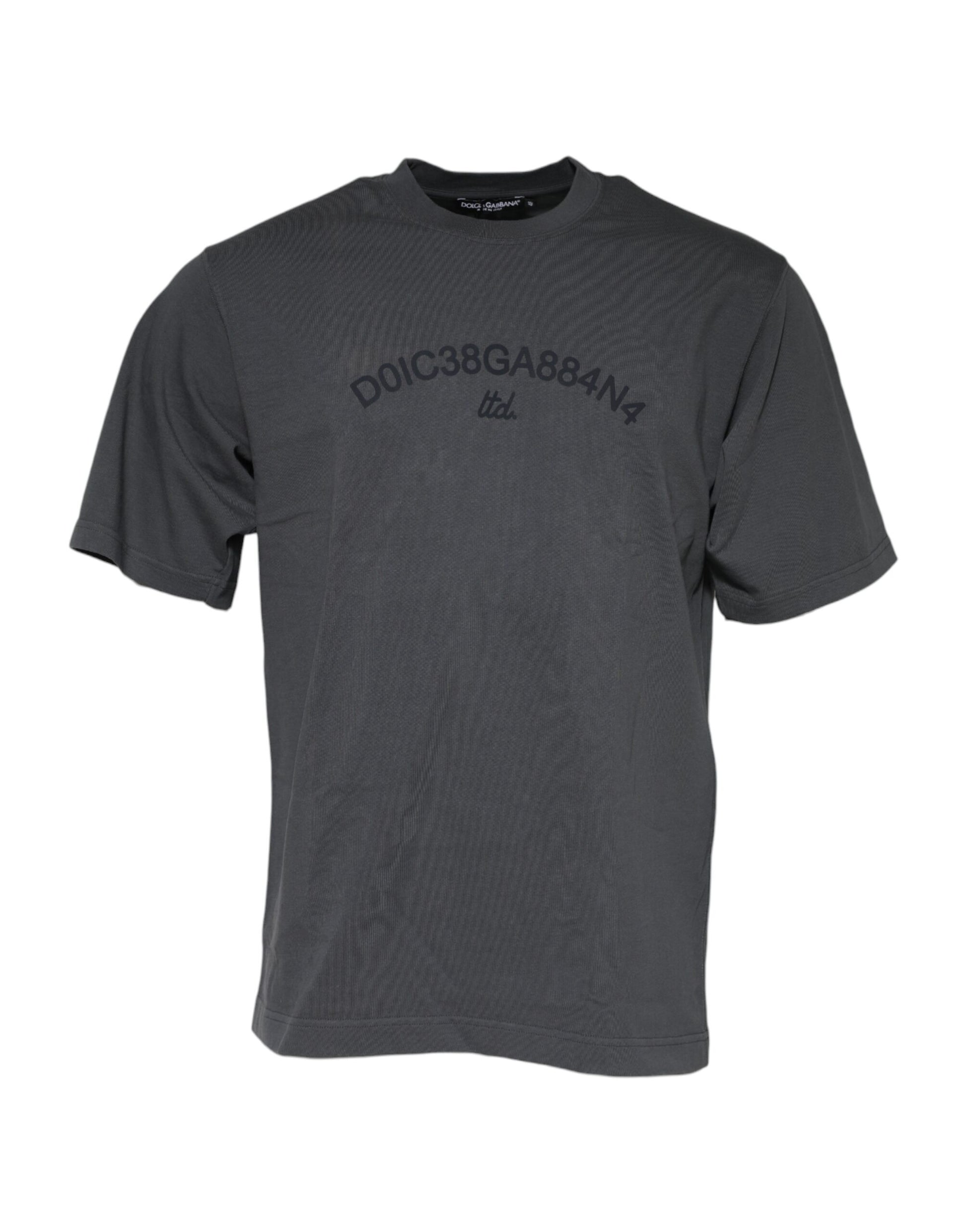 Gray Logo Graphic Cotton Crew Neck T-shirt