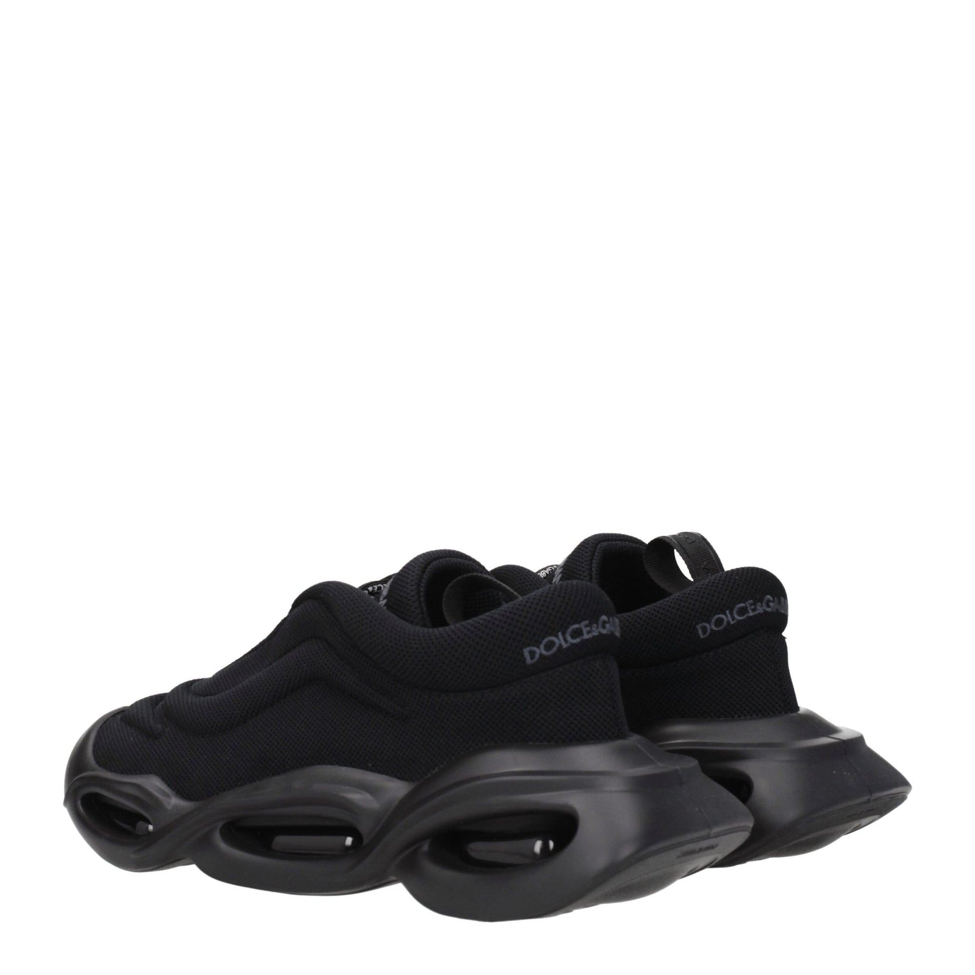 Black Fabric Chunky Sneakers