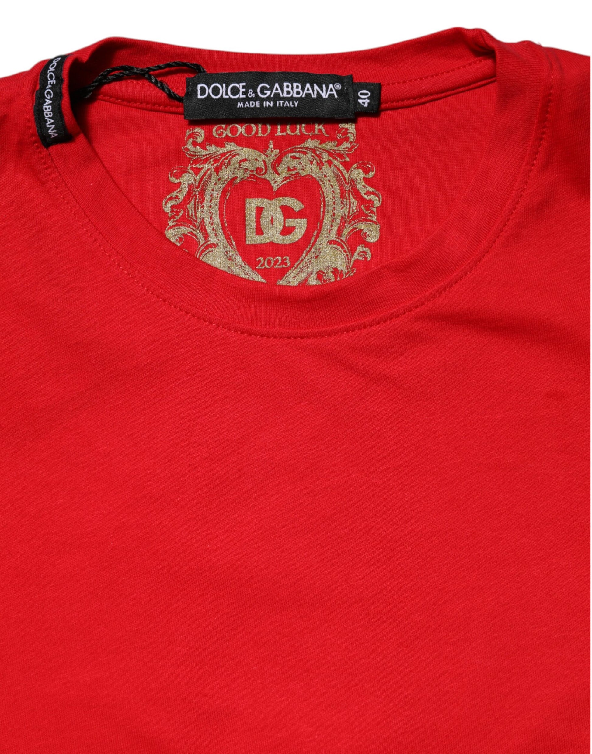 Red Short Sleeves Crew Neck Casual Top T-shirt