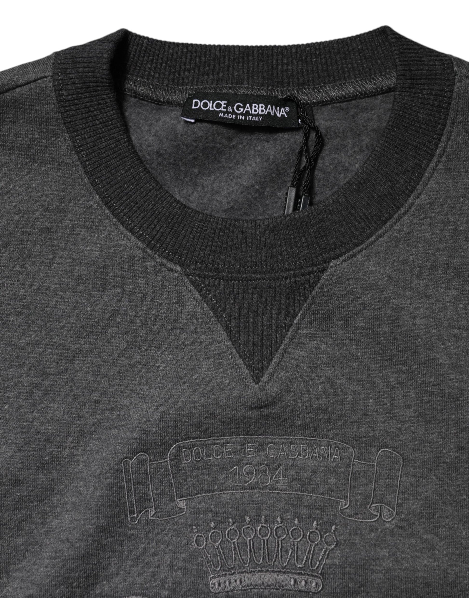 Gray DG Logo Embroidered Pullover Sweater