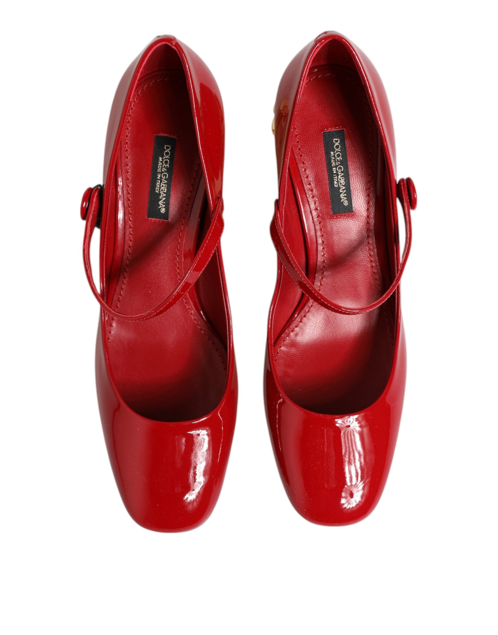 Red Leather DG Logo Heels Sandals Shoes