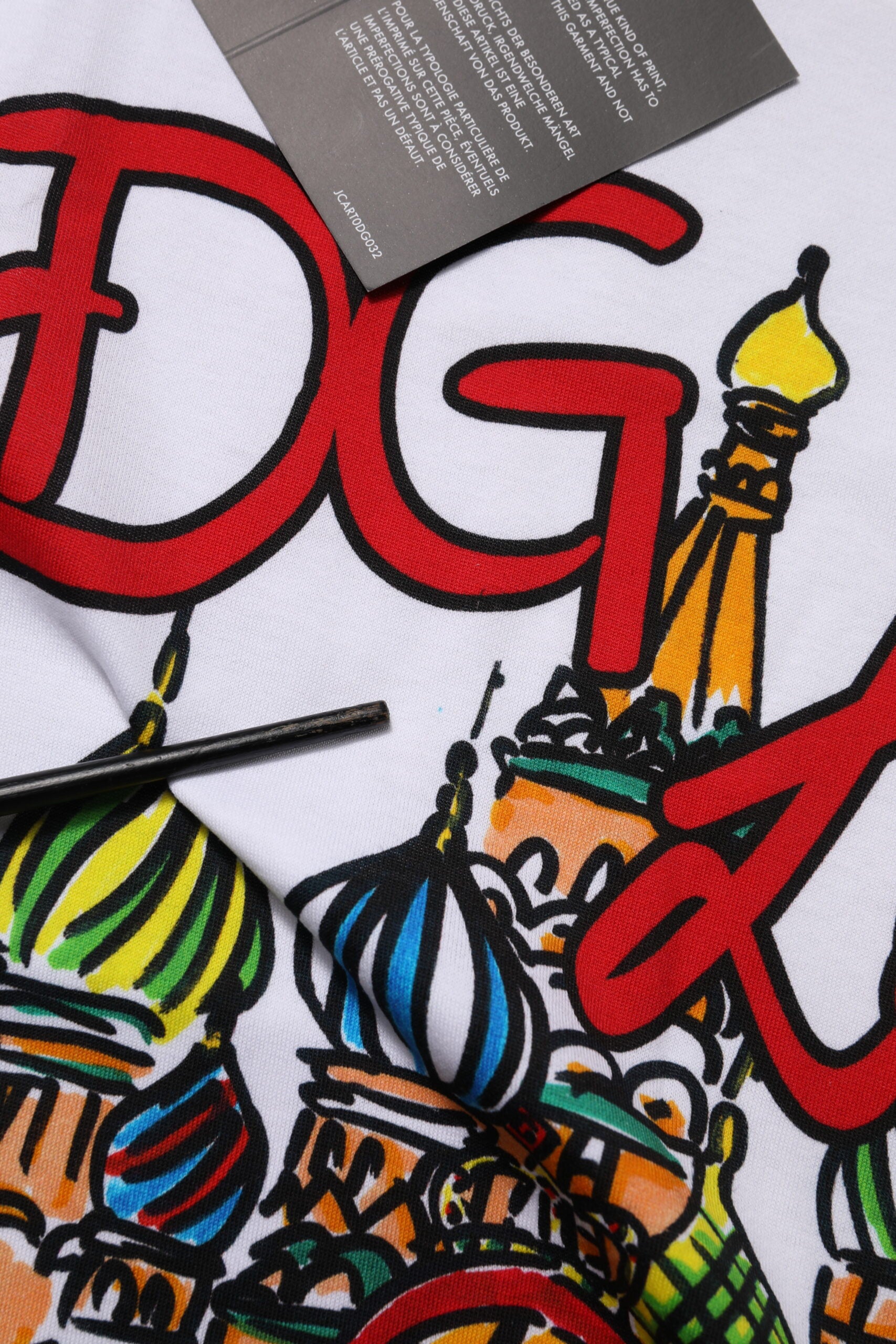 White DG Loves Moscow Cotton Crew Neck T-shirt