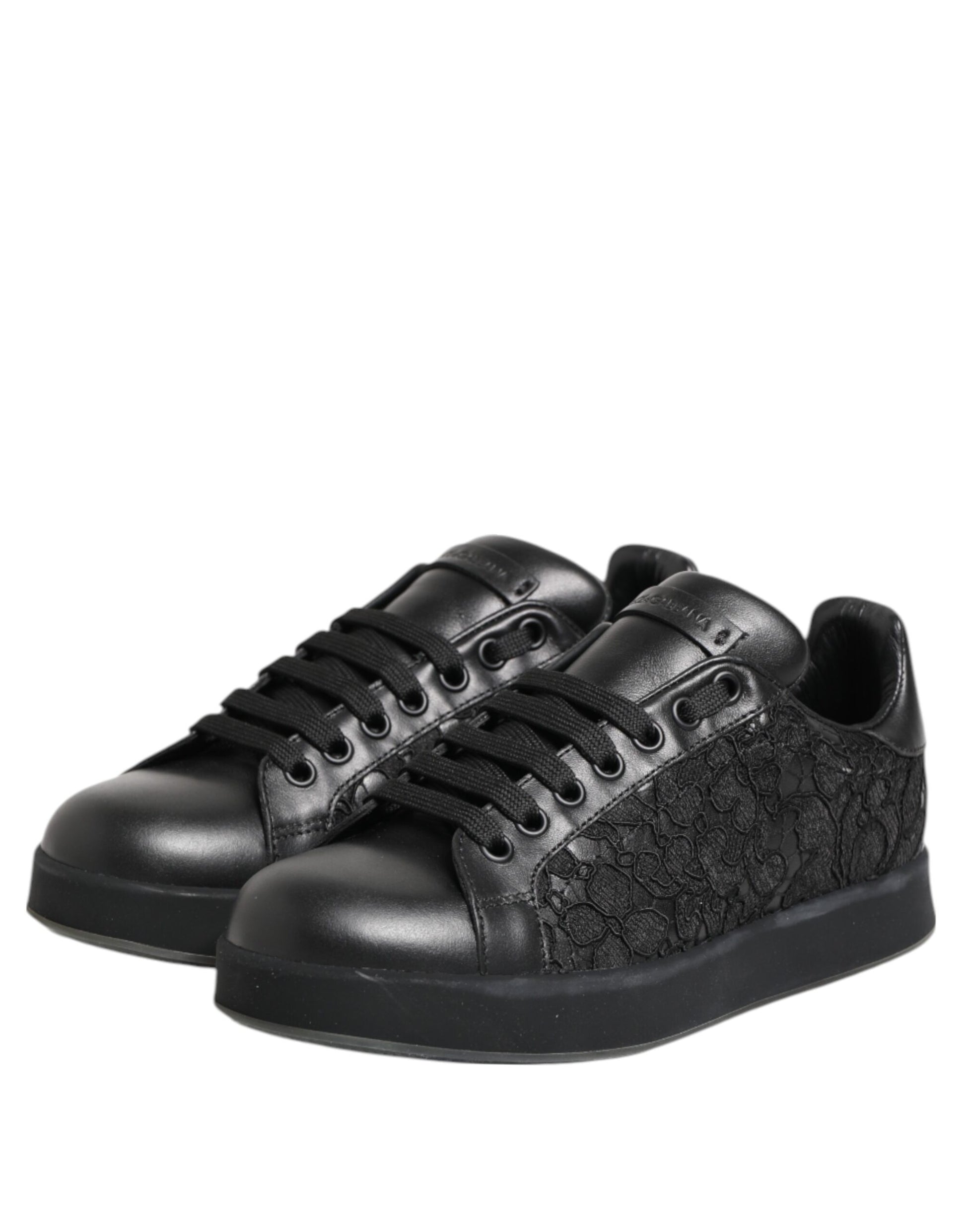 Black Floral Lace Low Top Sneakers Shoes