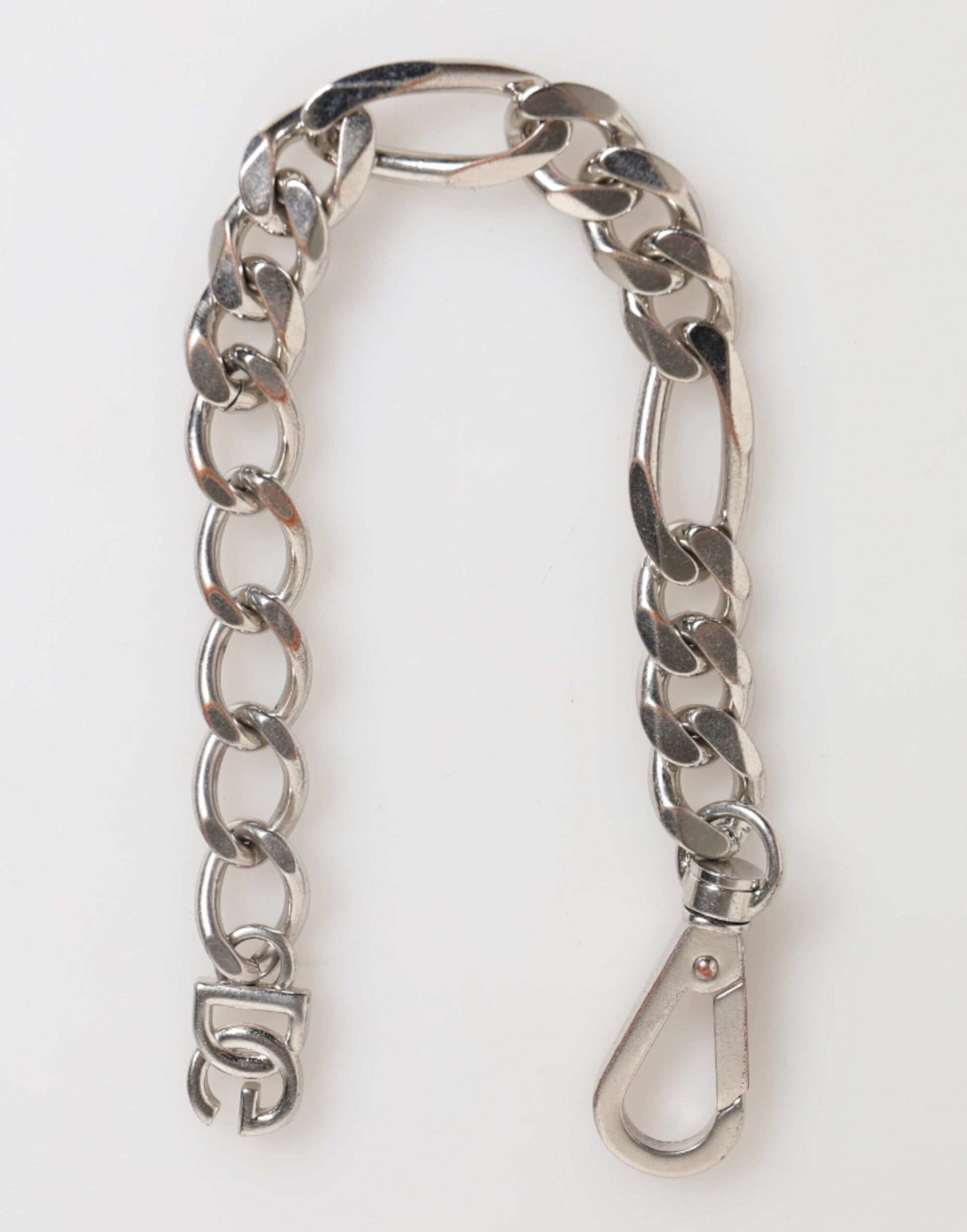 Silver Tone Brass Chain Lobster Clasp DG Logo Bracelet