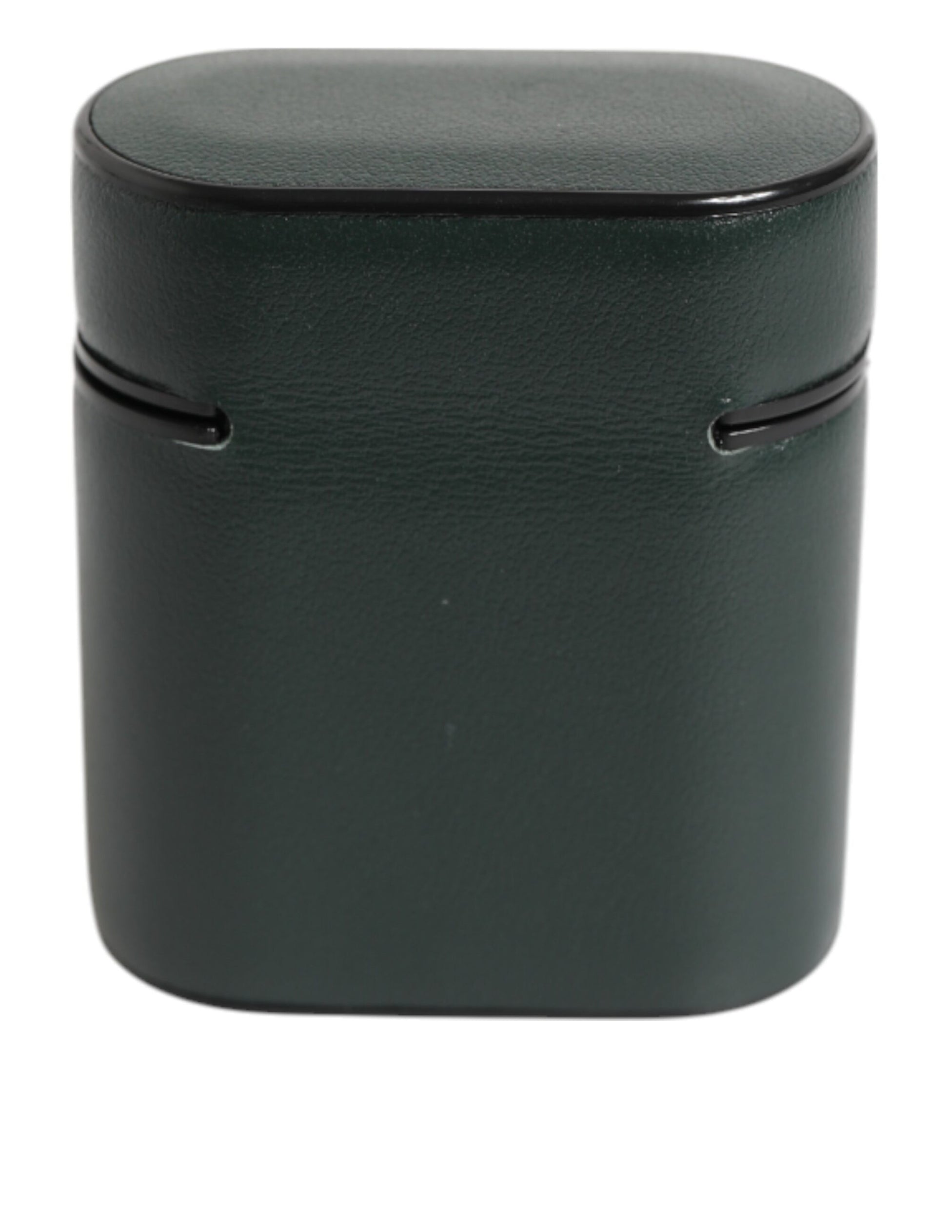 Black Leather Logo Print Flip Holder Men Airpods Case
