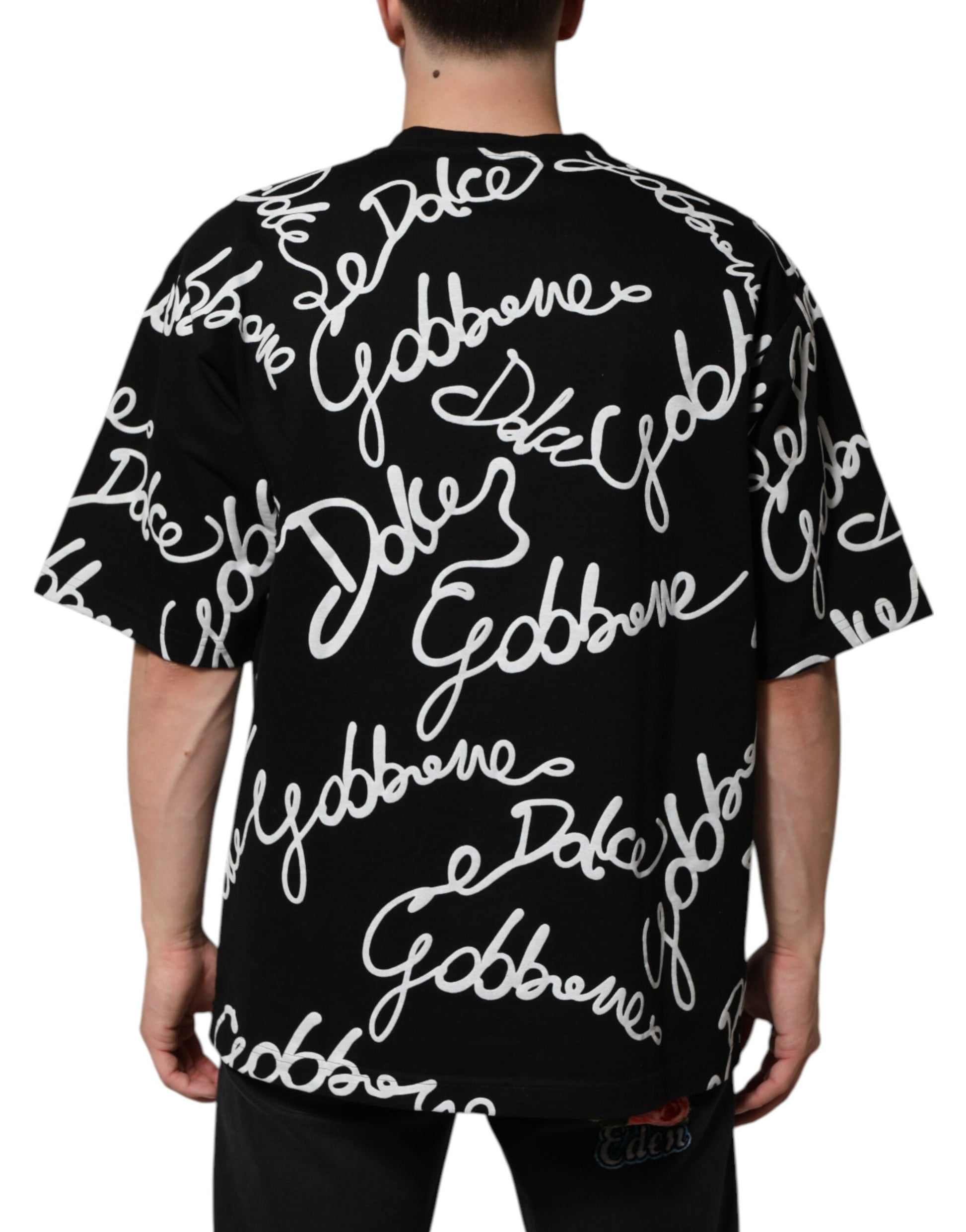 Black Logo Print Cotton Crew Neck T-shirt