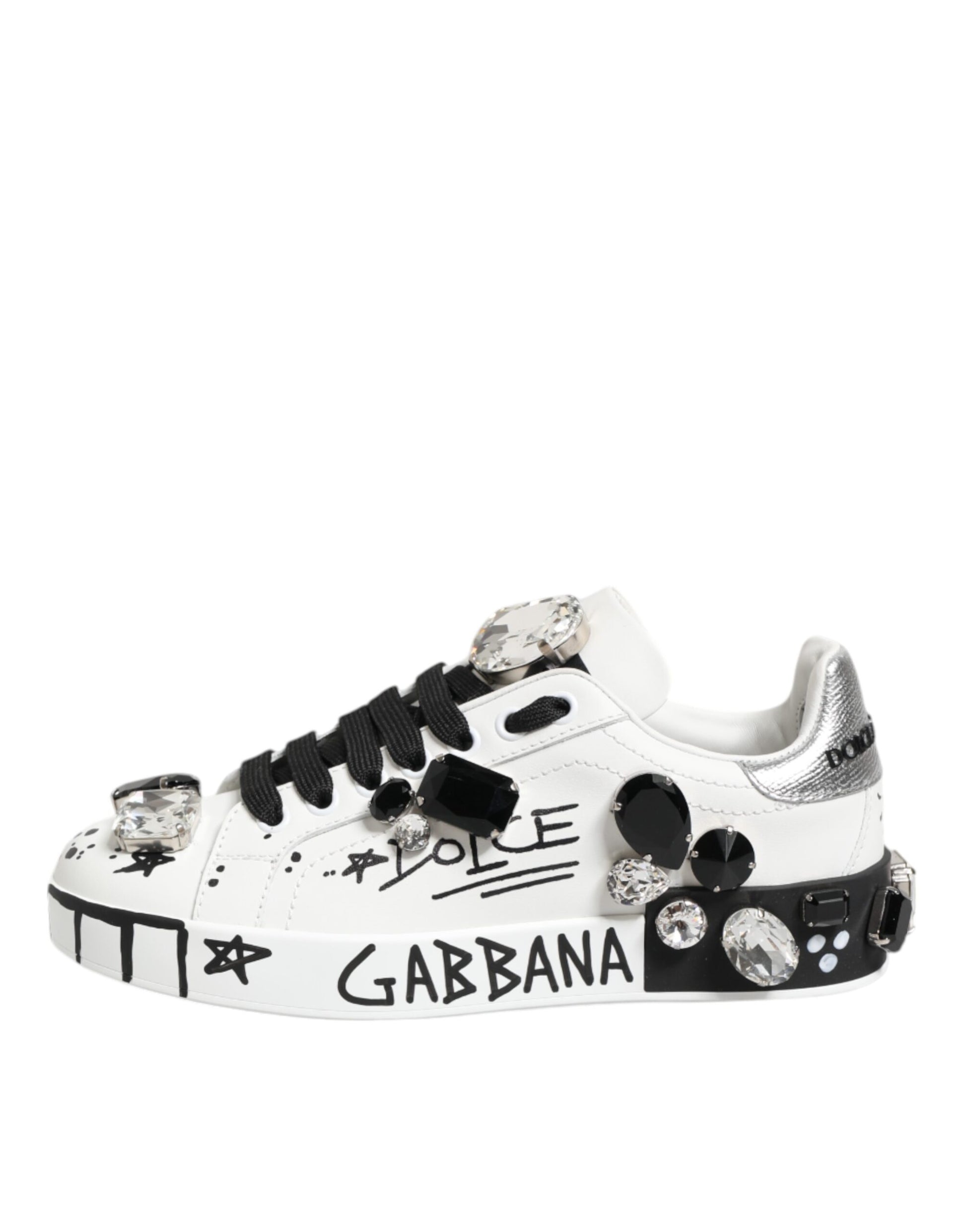 White Portofino Crystal Sneakers  Shoes