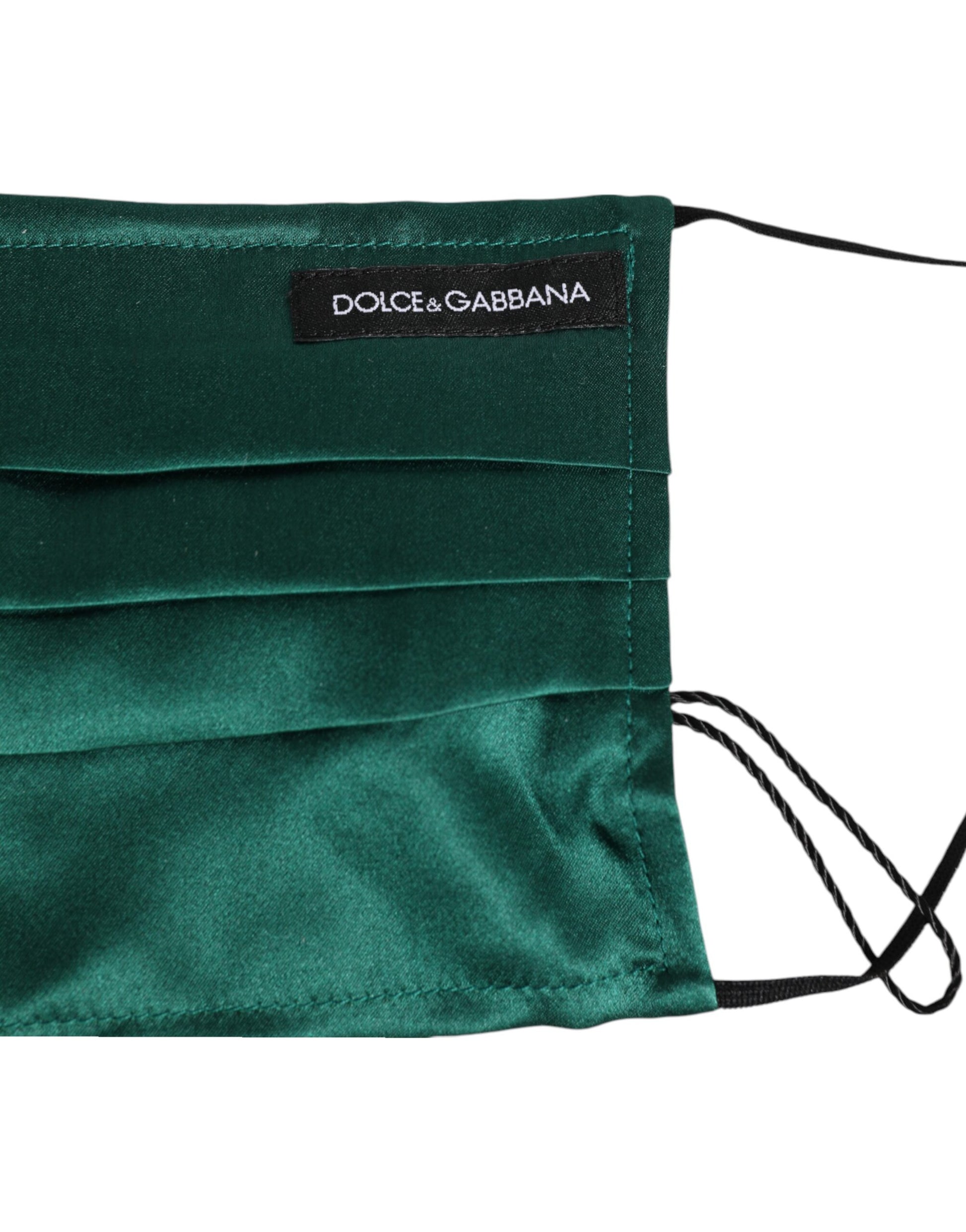 Green Silk Pleated Elastic Ear Strap Face Mask