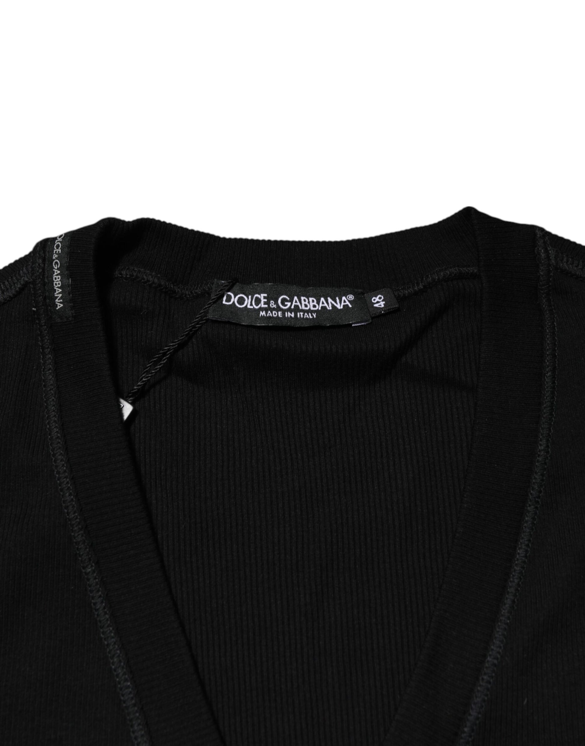 Black Cotton Button Up Men Cardigan Sweater