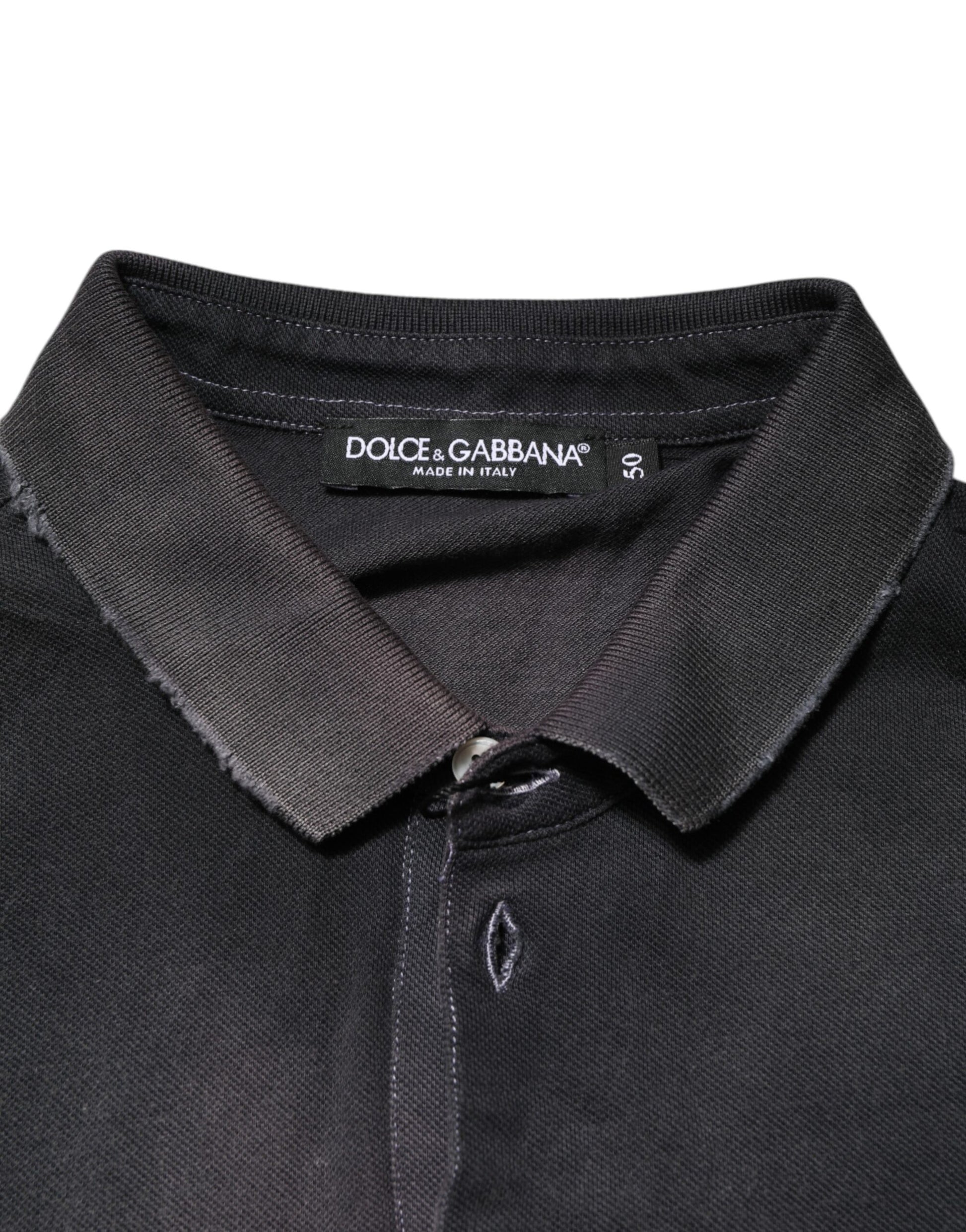 Gray Cotton Crown Collared Men Polo T-shirt