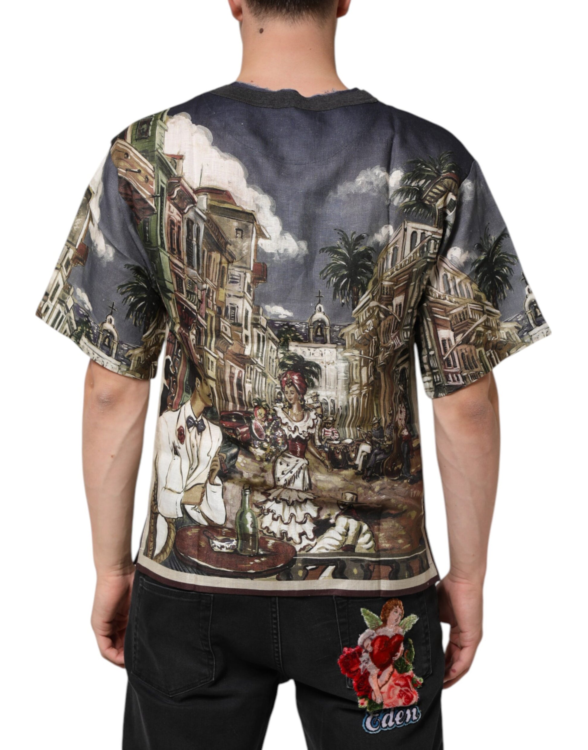 Palermo Jazz Club Linen Crew Neck Men T-shirt