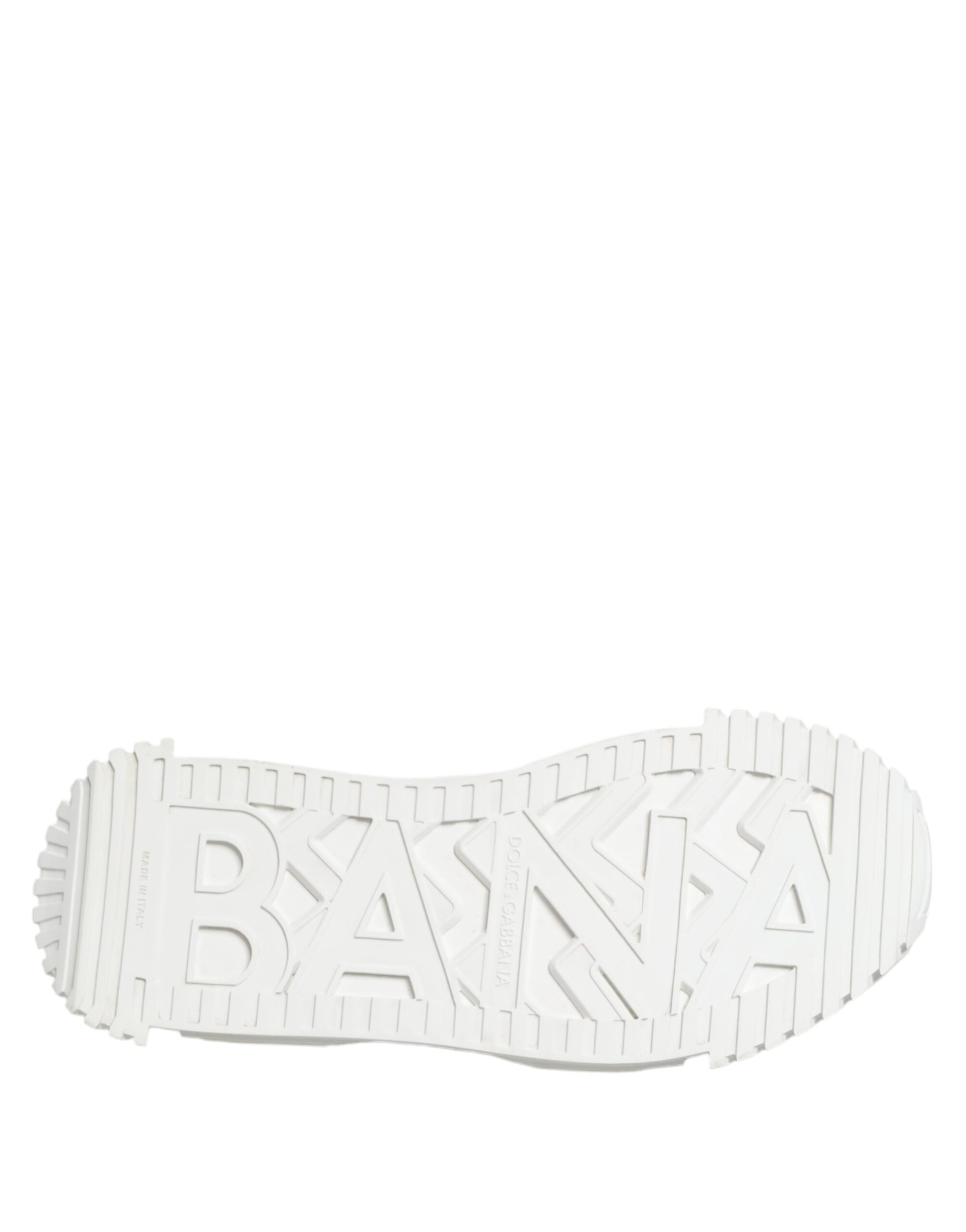 White NS1 Canvas Leather Embellished Sneakers Shoes