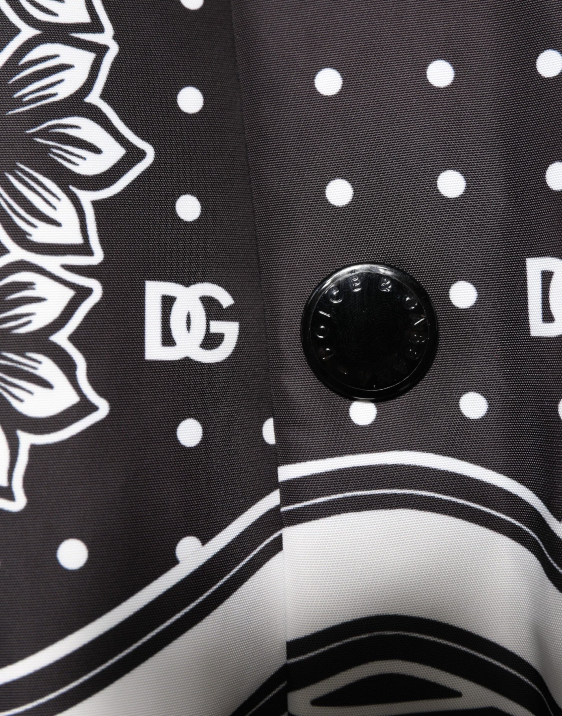 Black White Bandana Print Bomber Jacket