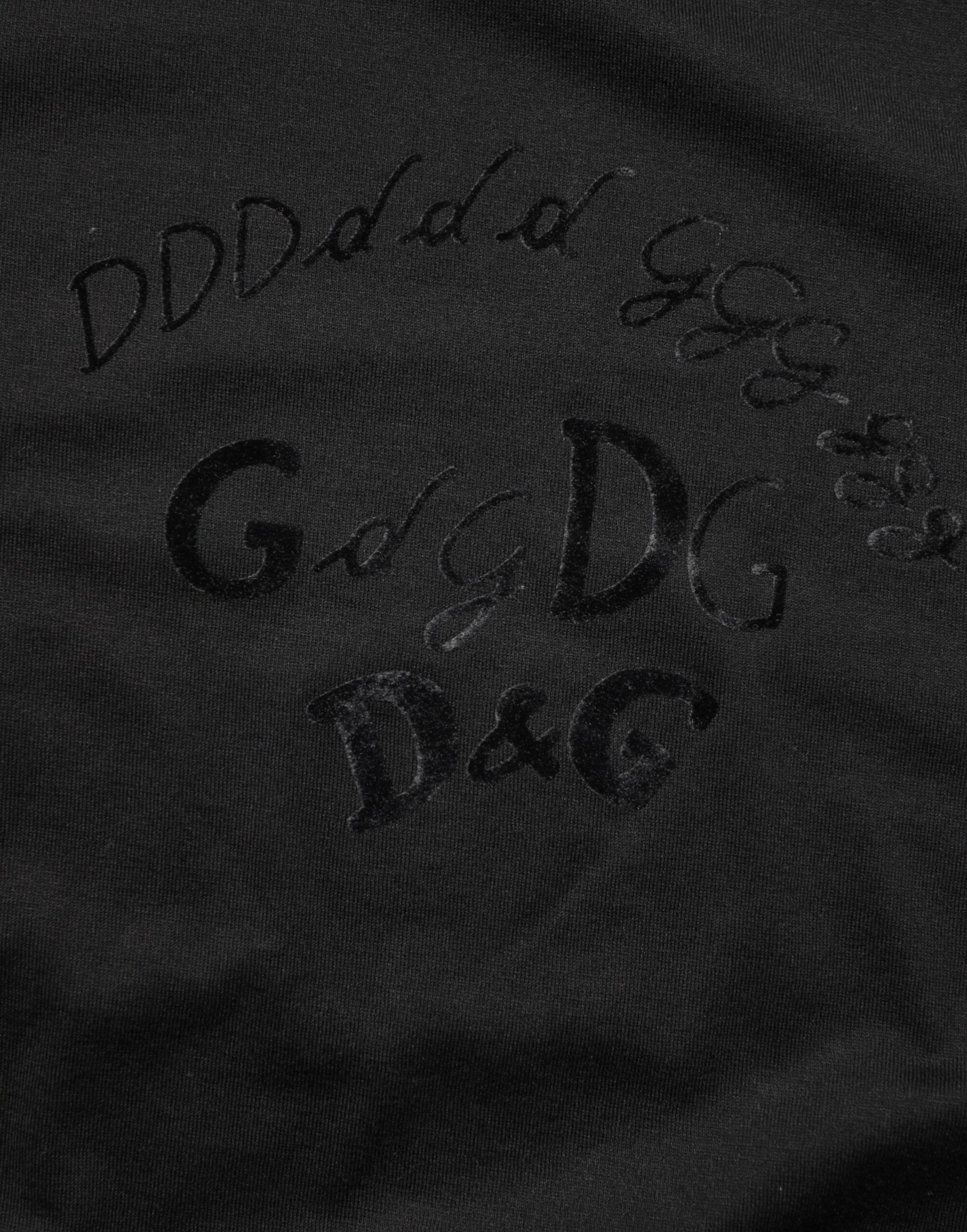 Black Cotton Velvet Logo Print Men T-shirt