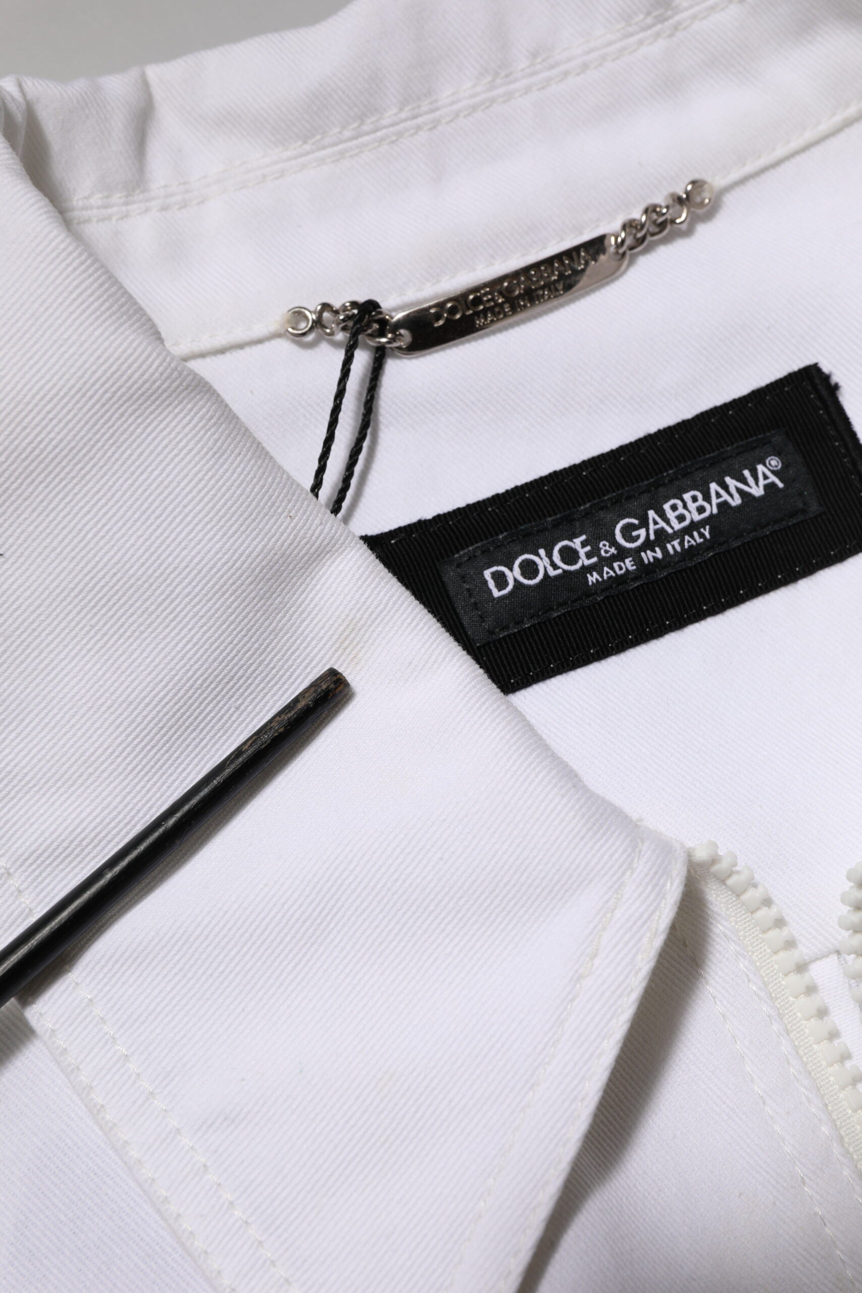 White Barcode Patch Utility Zip Jumpsuit Pants