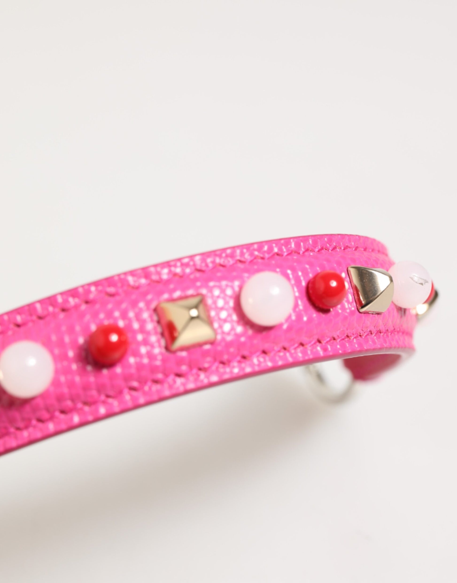 Pink Embellished Leather Bag Handle Women Shoulder Strap