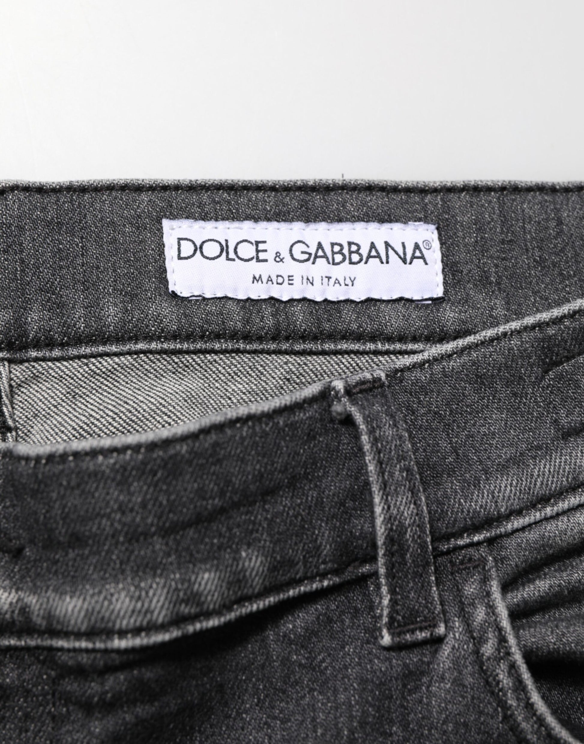 Black Gray Wash Slim Fit Straight Leg Denim Jeans