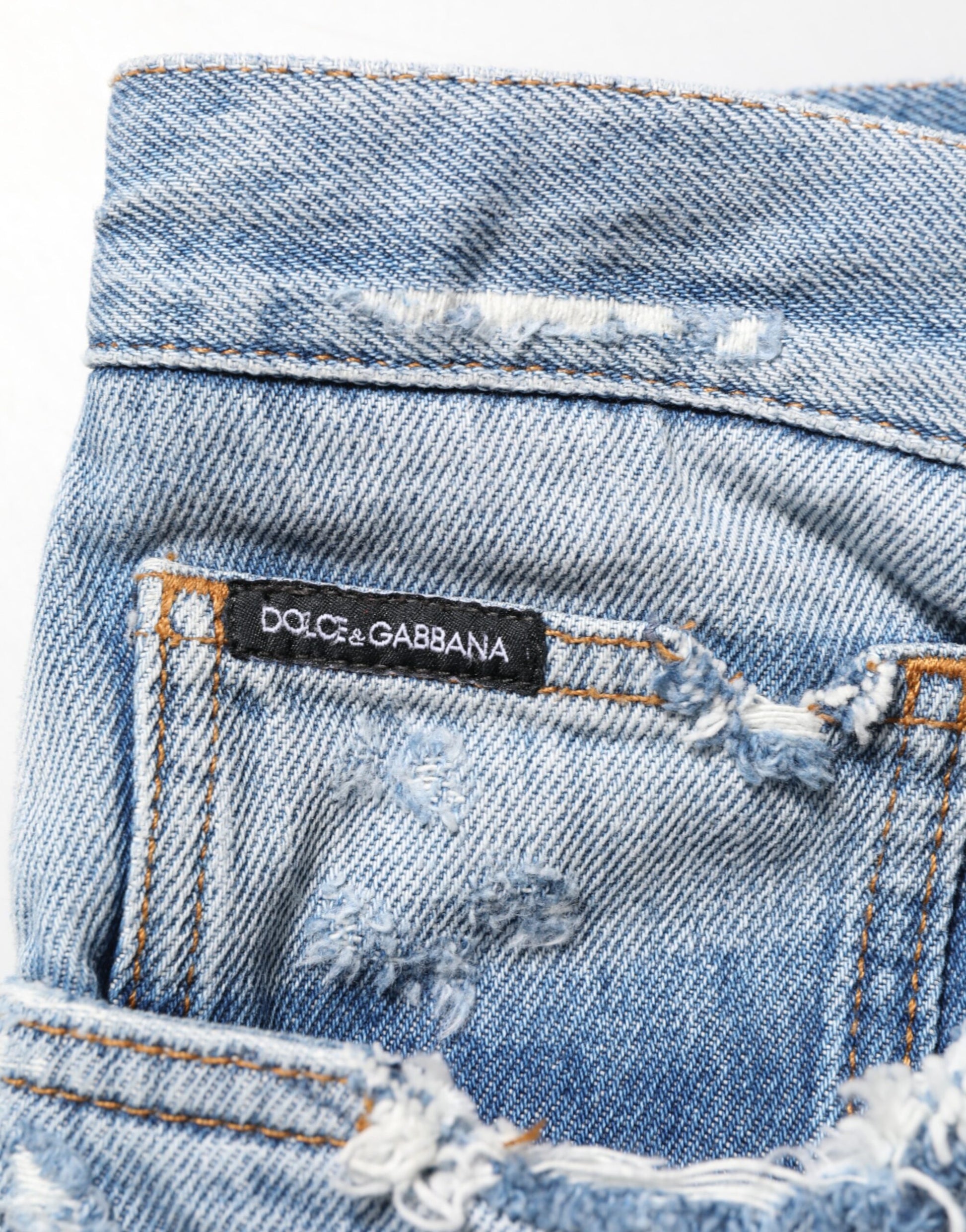 Blue Distressed Ripped Denim Pants Jeans