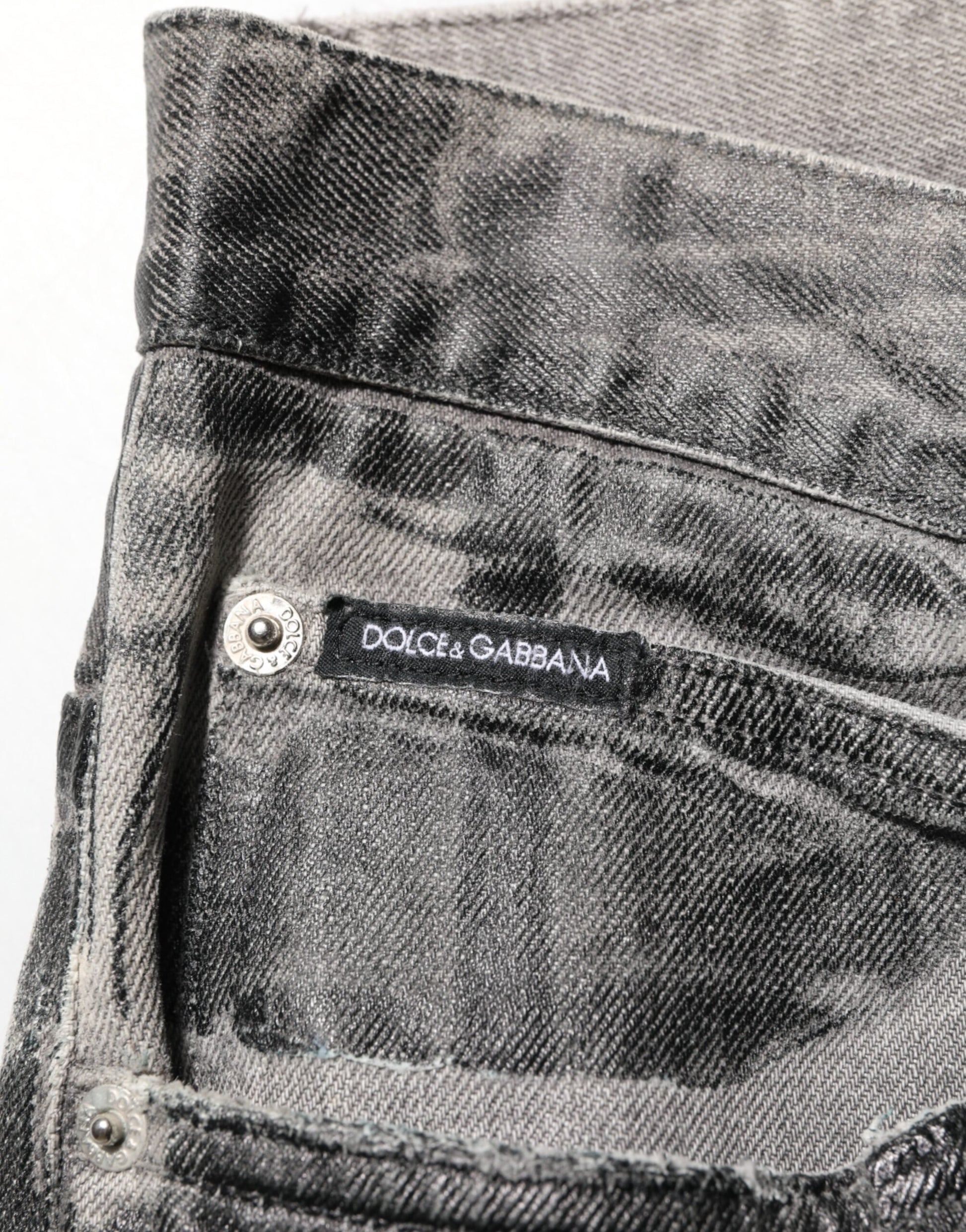 Black Grey Graphic Print Denim Pants Jeans