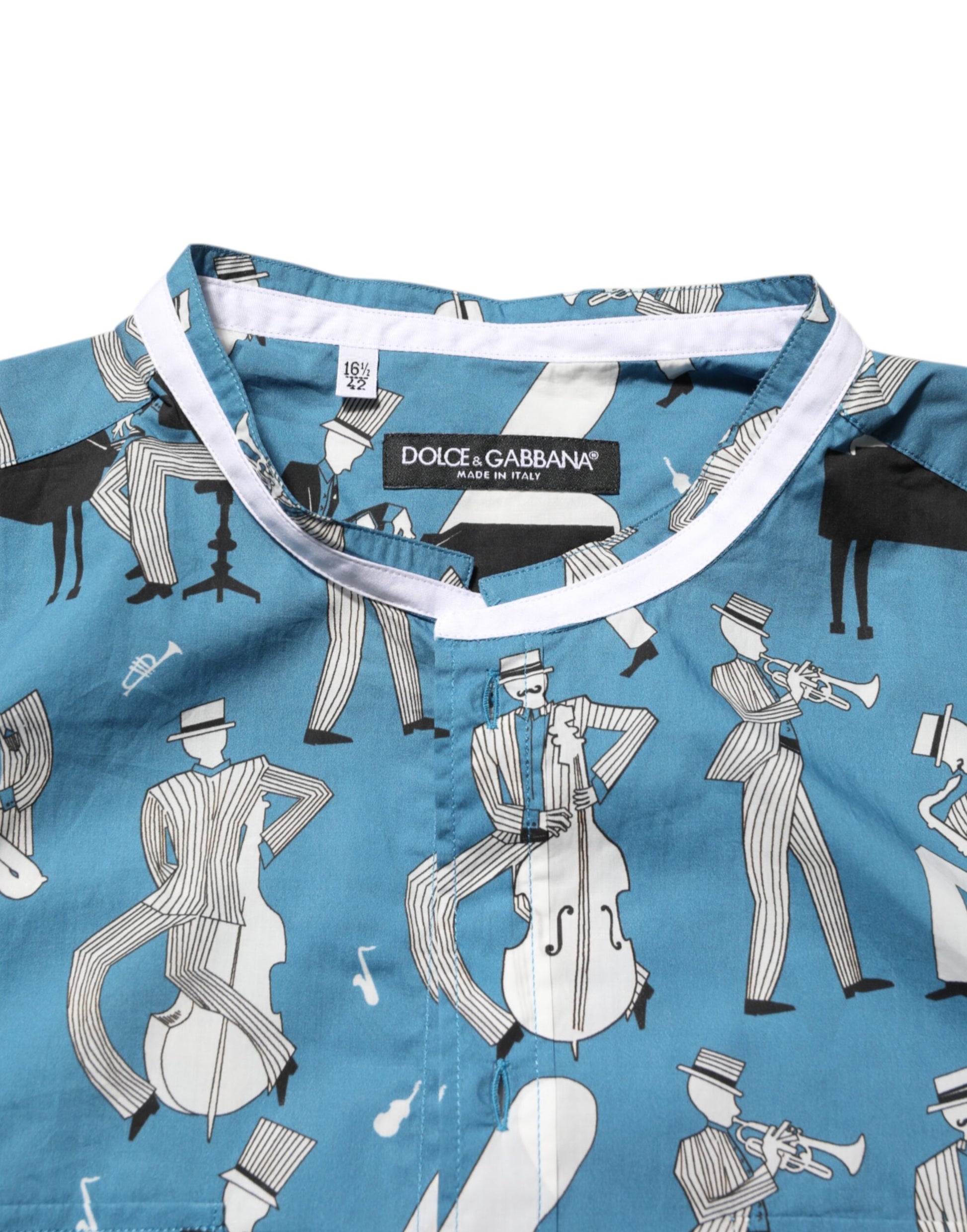 Blue Jazz Printed Cotton Button Front Shirt