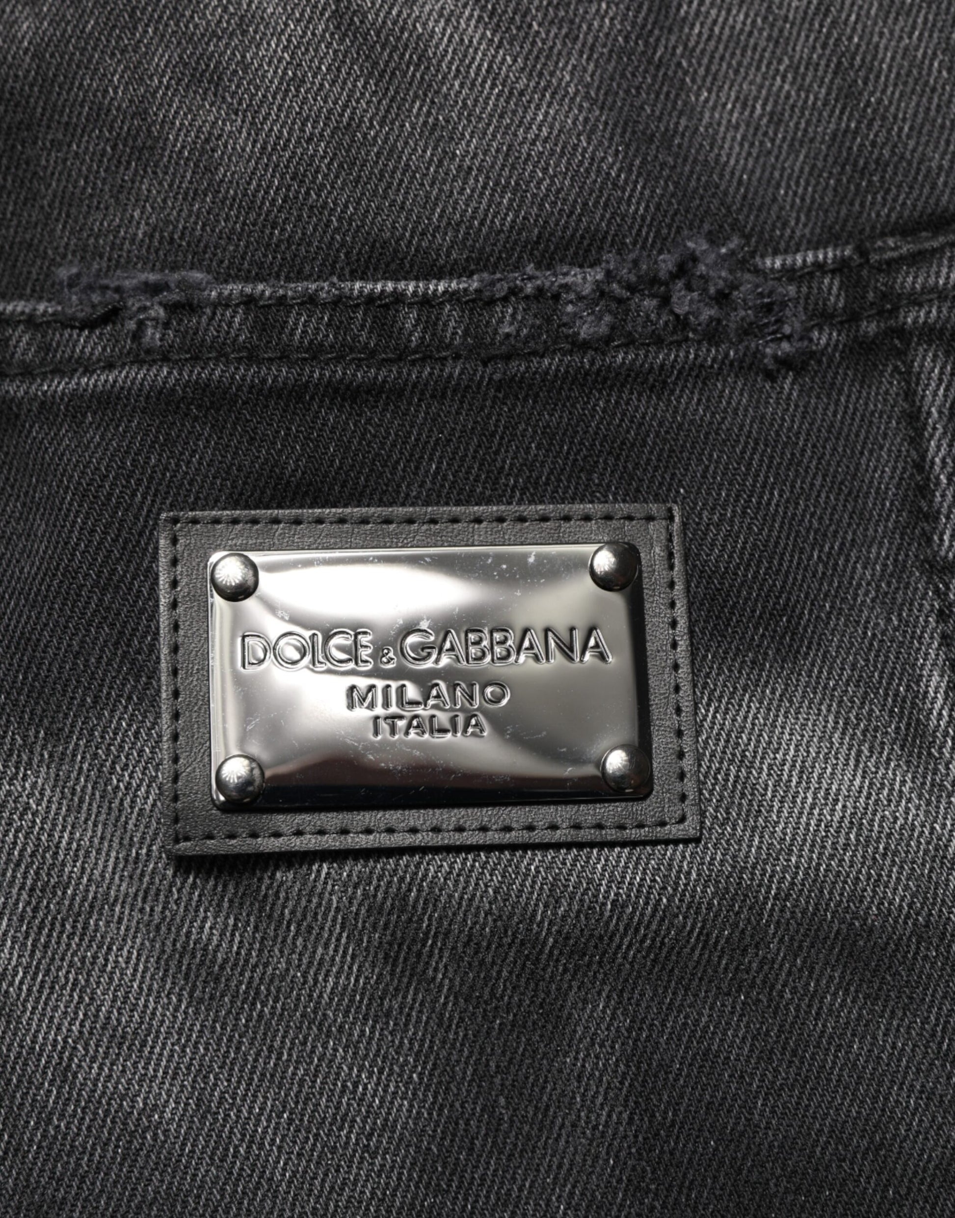 Black Marbled Effect Straight Men Denim Jeans