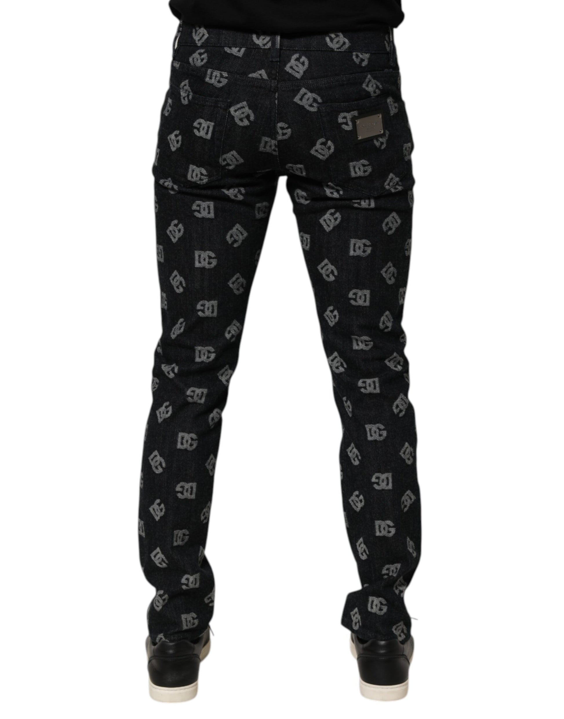 Black DG Monogram Cotton Skinny Denim Jeans