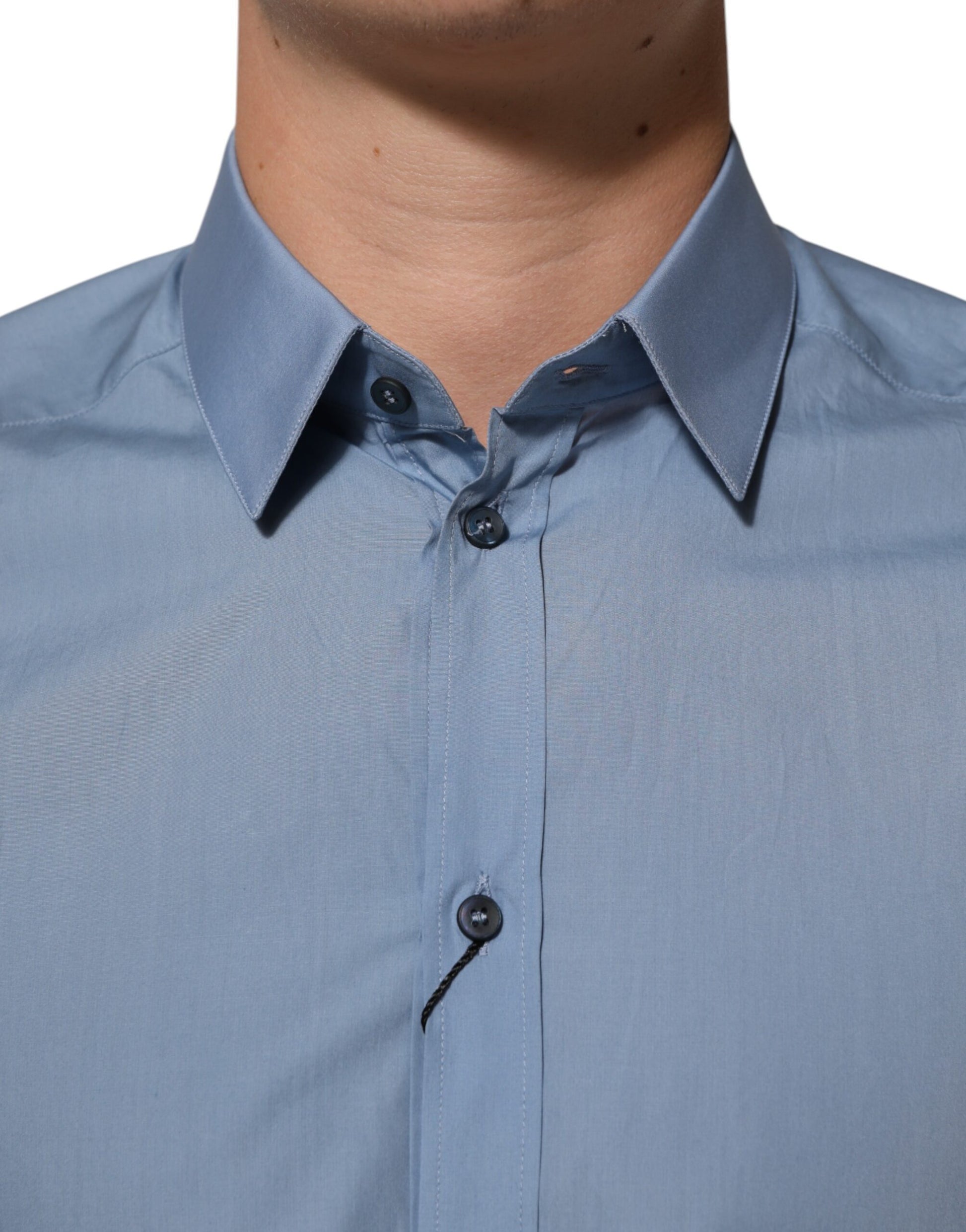 Blue Cotton Collared GOLD Formal Dress  Shirt