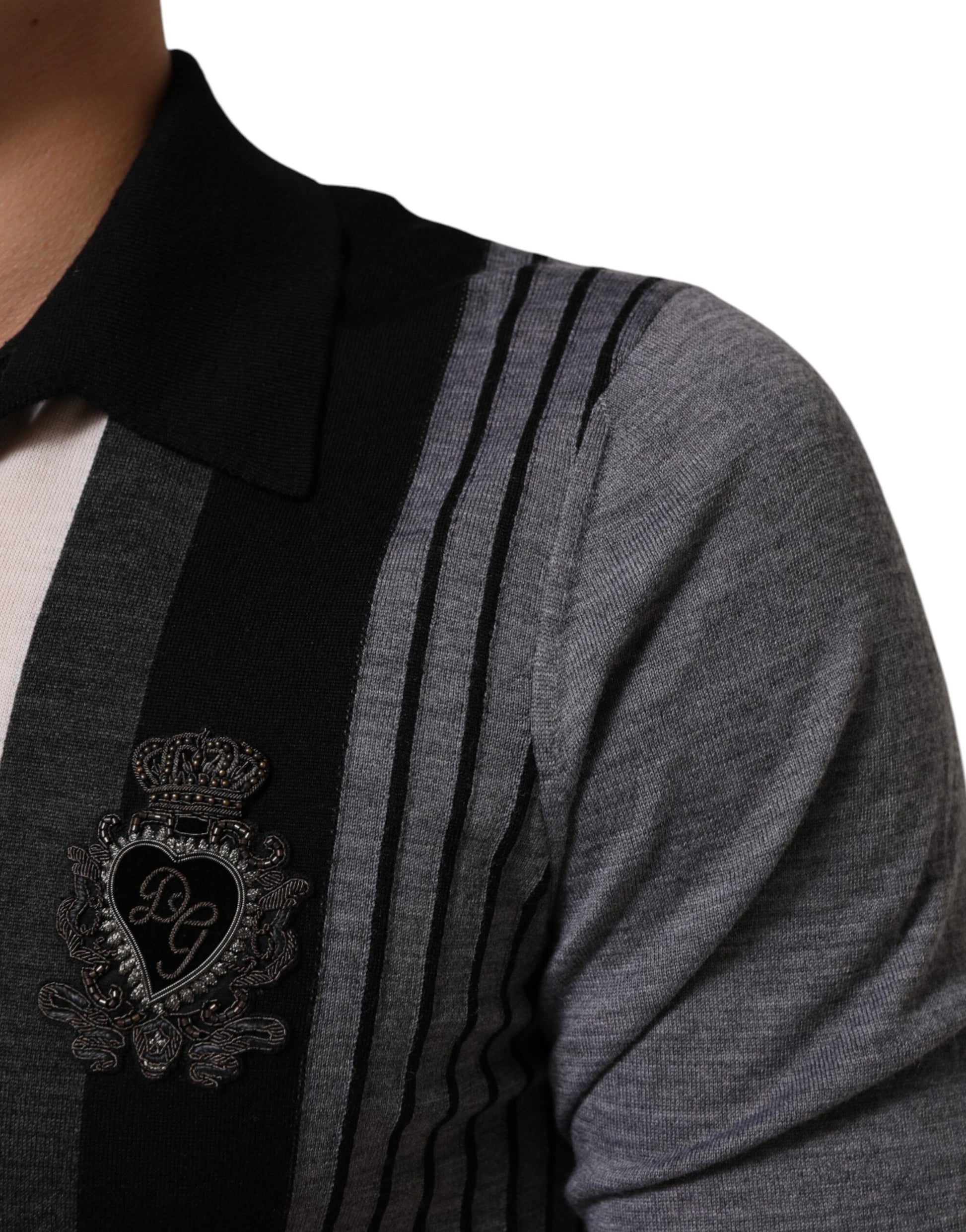 Black White Polka Dot Collared Polo T-shirt